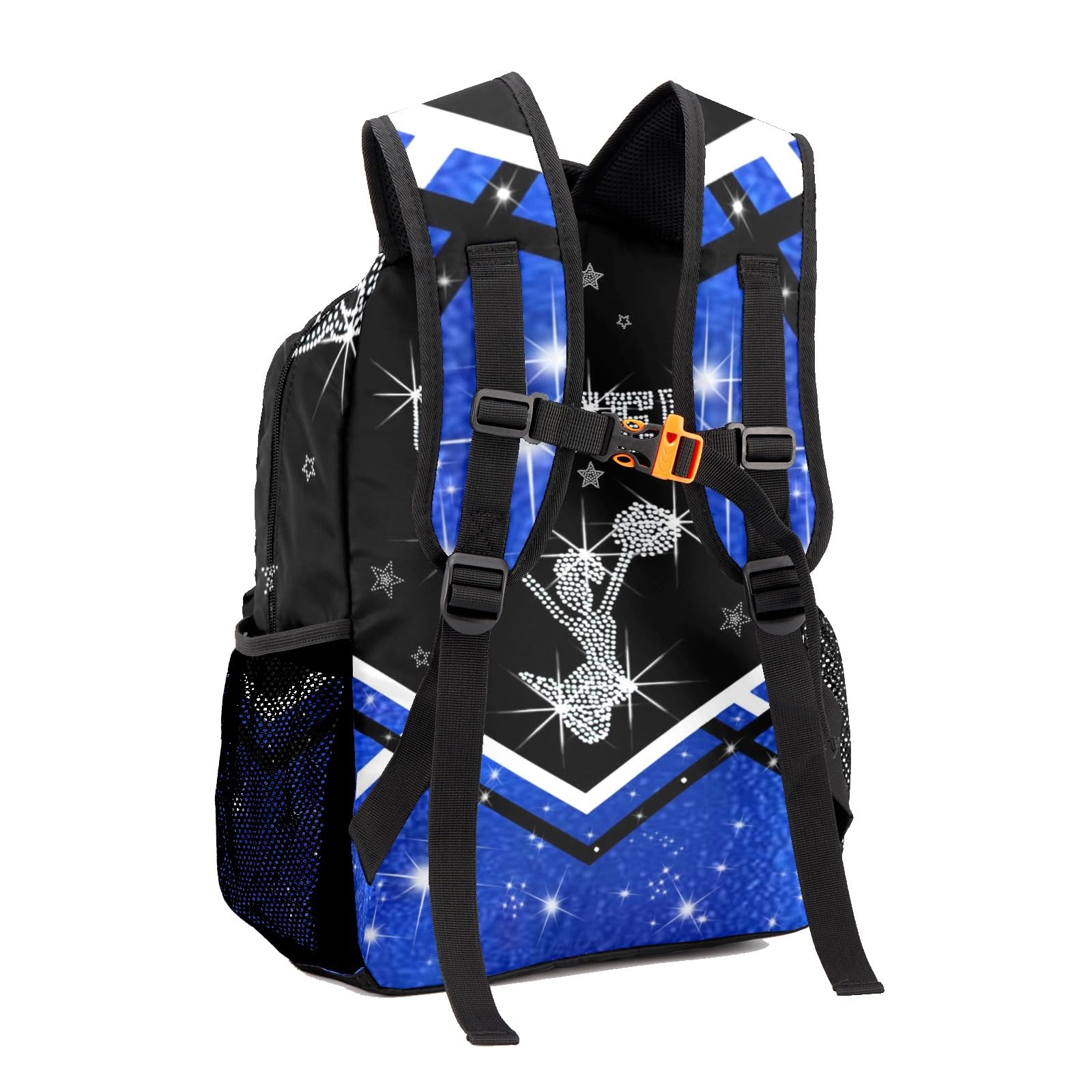 Custom Cheerleading Backpack for Girls - Personalized Name Cheer Bag with Adjustable Straps | Perfect for School, Gym & Cheer Practice (Blue & Black)