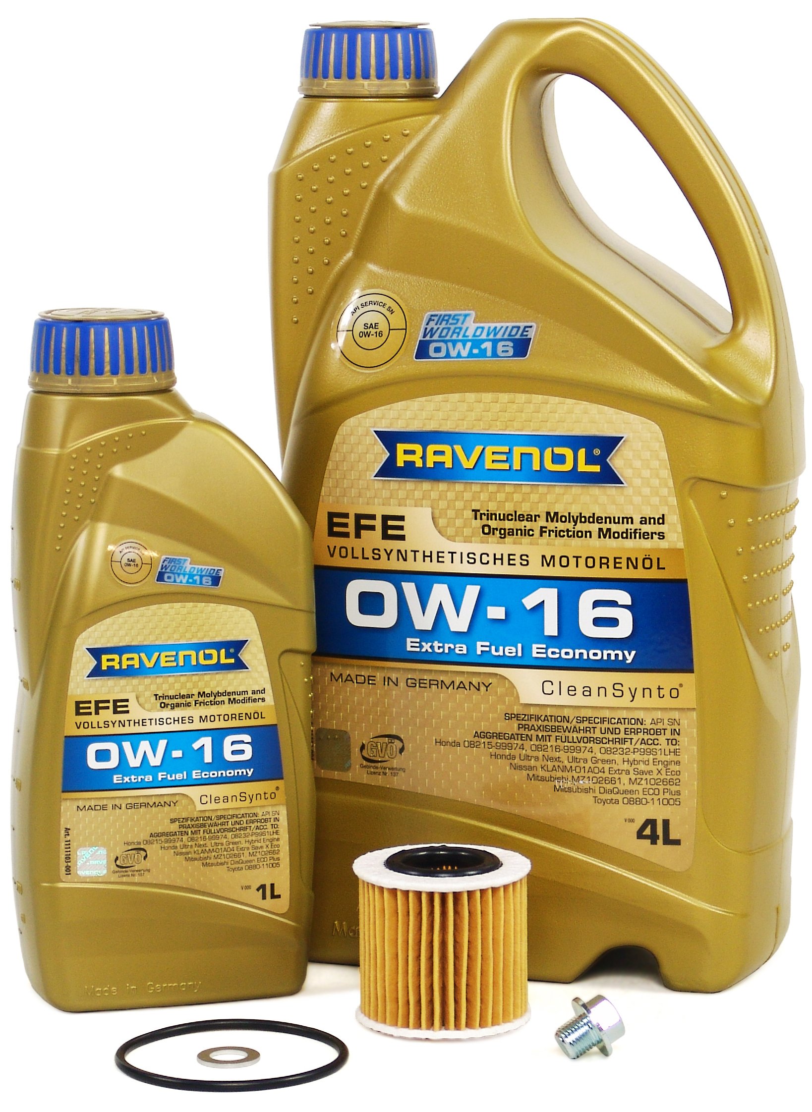 Blau J1A2002-B Full Synthetic Motor Oil Change Kit - Compatible with 2009-2017 Toyota Corolla 1.8L 4-Cylinder Engine (0W-16) | Easy DIY Oil Change for Improved Engine Performance & Fuel Efficiency