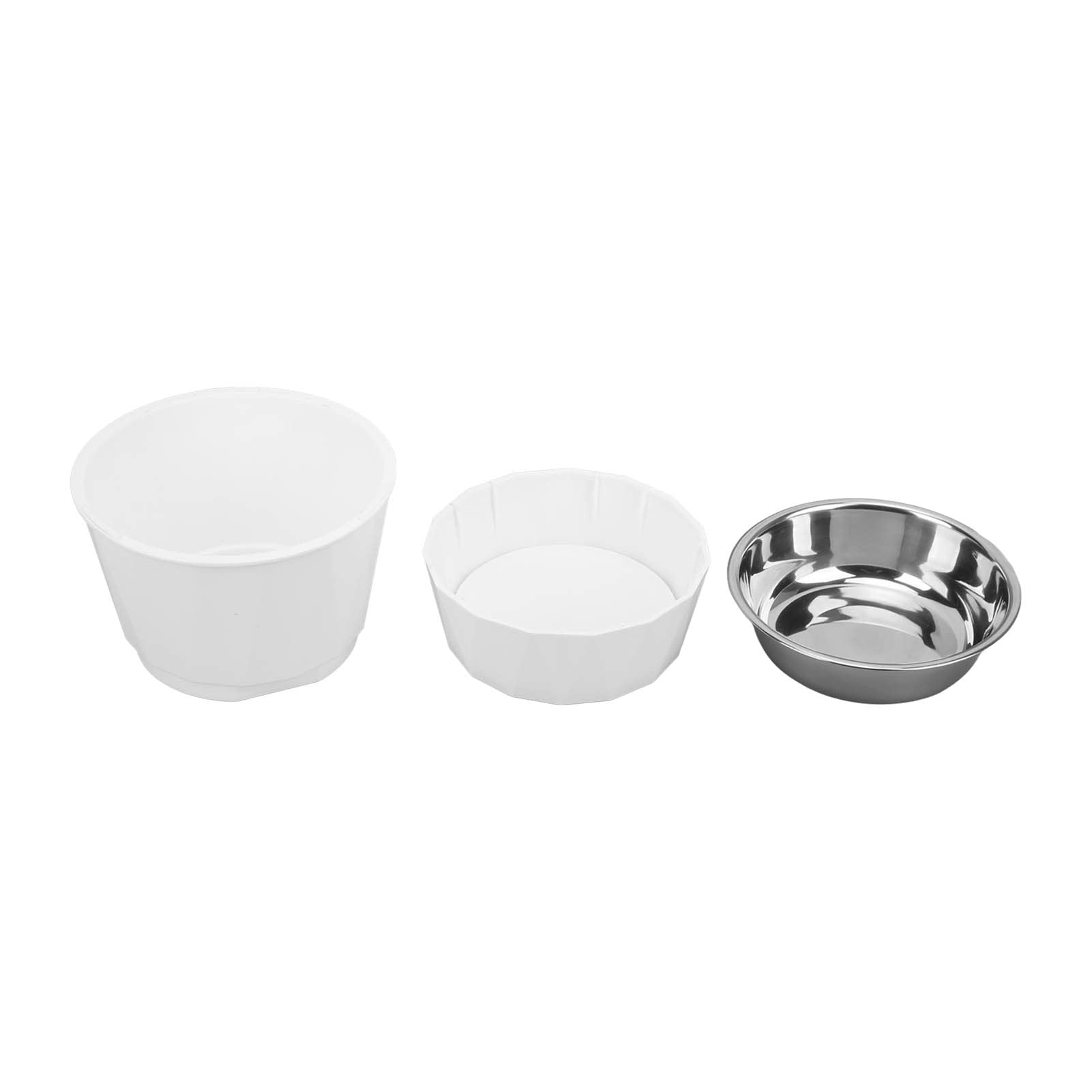 Premium Stainless Steel Cat Bowl with Raised Neck - Non-Slip Heavy Duty Double Bowl for Cats & Dogs (White) - Perfect for Feeding & Preventing Neck Strain at Home or Travel