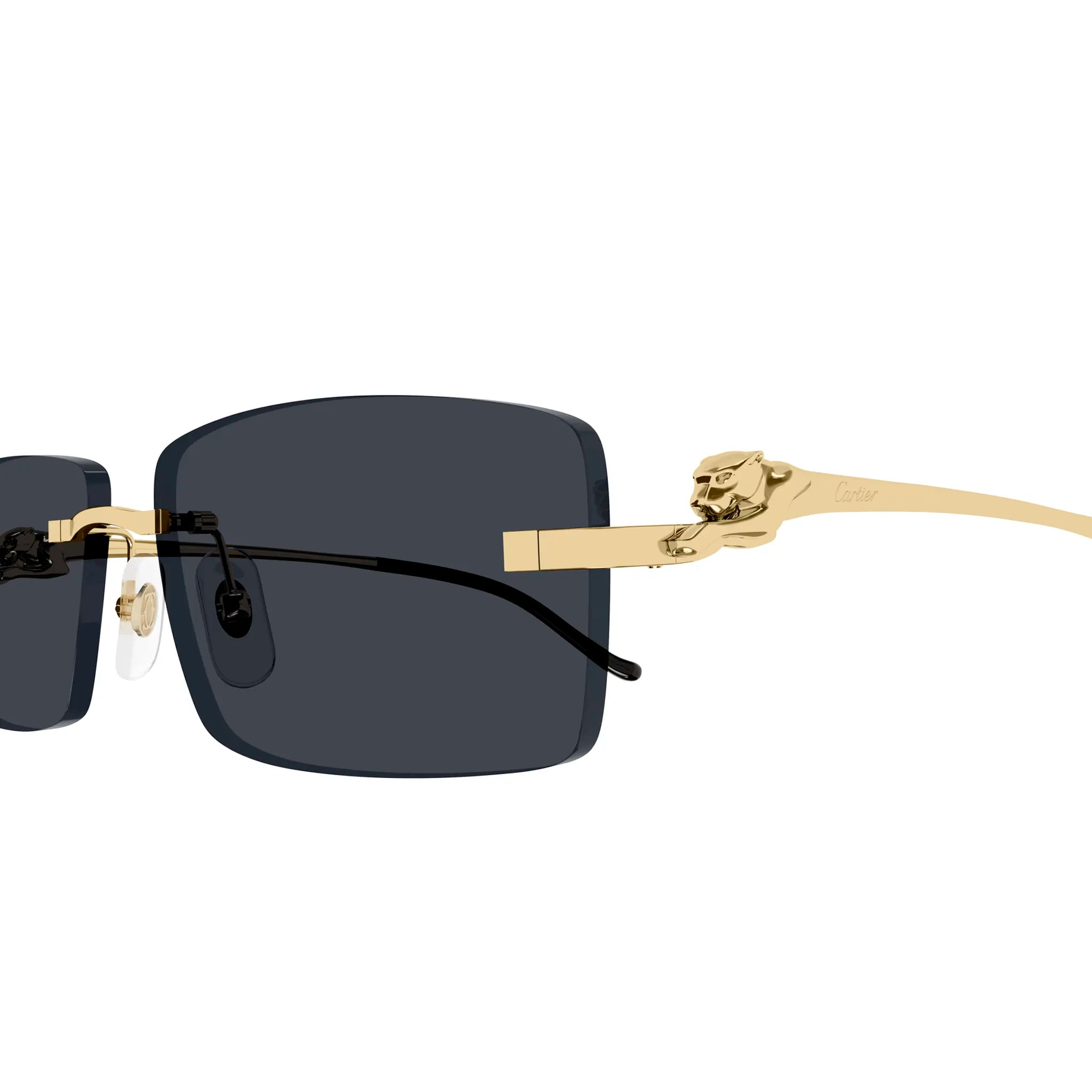 Cartier CT0430S 001 Panthere De Cartier Gold Grey Rimless Sunglasses for Women - Luxury Designer Eyewear - UV Protection - Perfect for Beach, Driving & Fashion Outfits