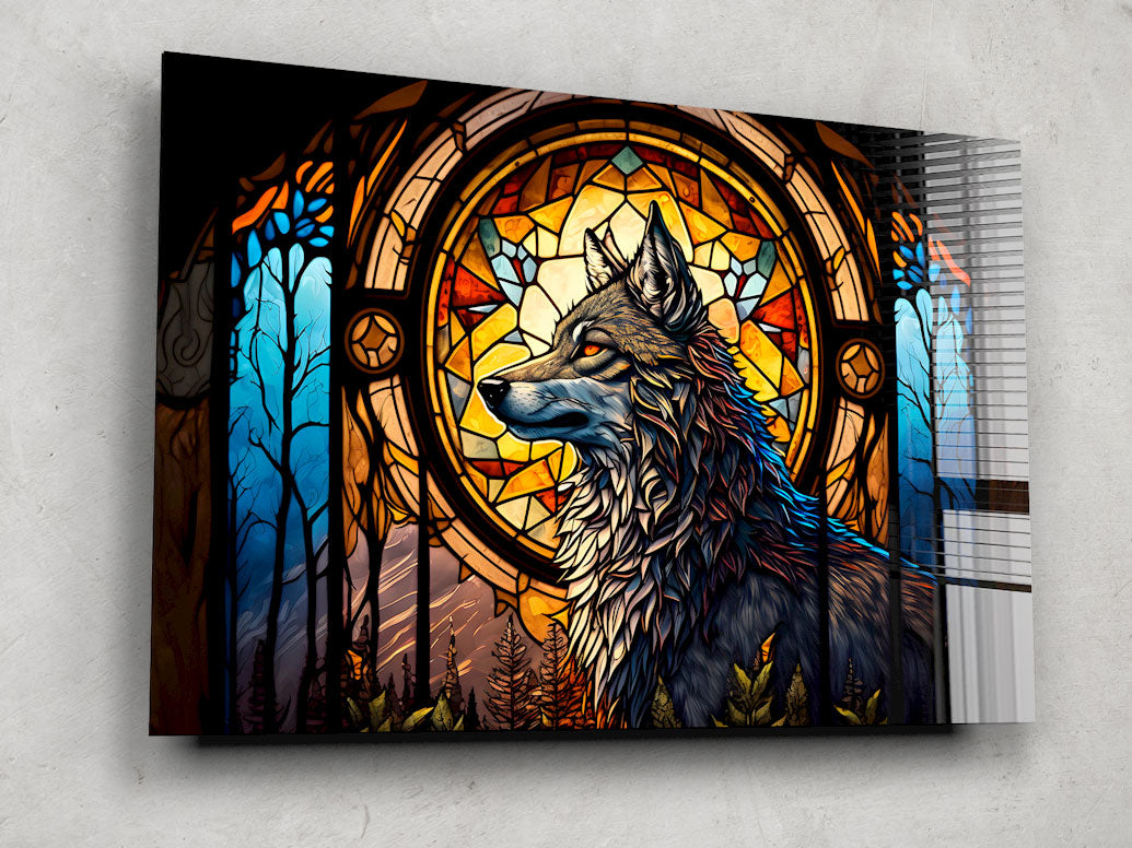 Wolf Stained Glass Window Film - Decorative Privacy Cling for Home & Office - Perfect for Bedroom, Bathroom, and Living Room Windows