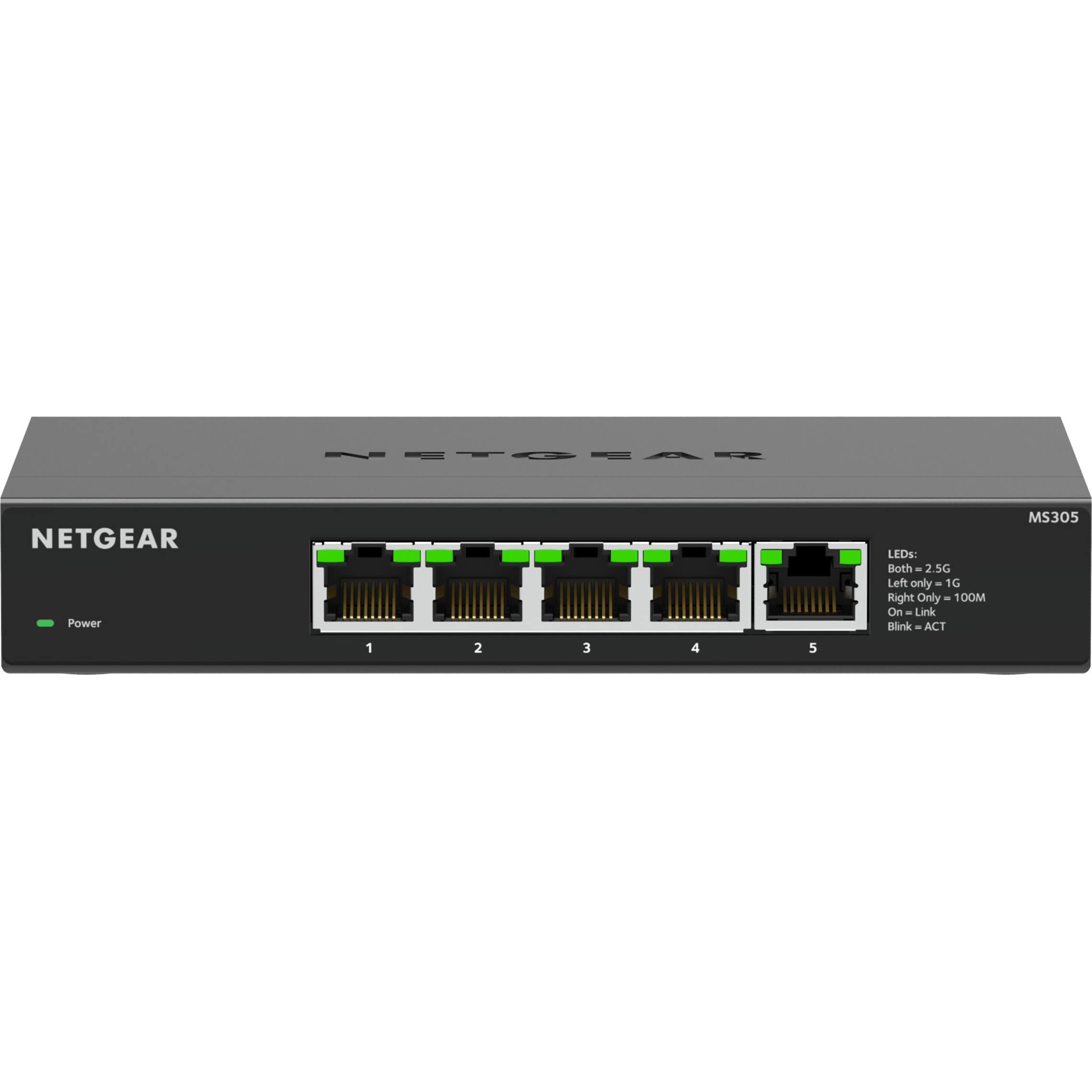 NETGEAR MS305 5-Port Multi-Gigabit Ethernet Unmanaged Switch - 5 x 1G/2.5G Ports, Plug-and-Play, Desktop/Wall Mount, 3-Year Warranty - Ideal for Home Office, Gaming & Small Business Networks