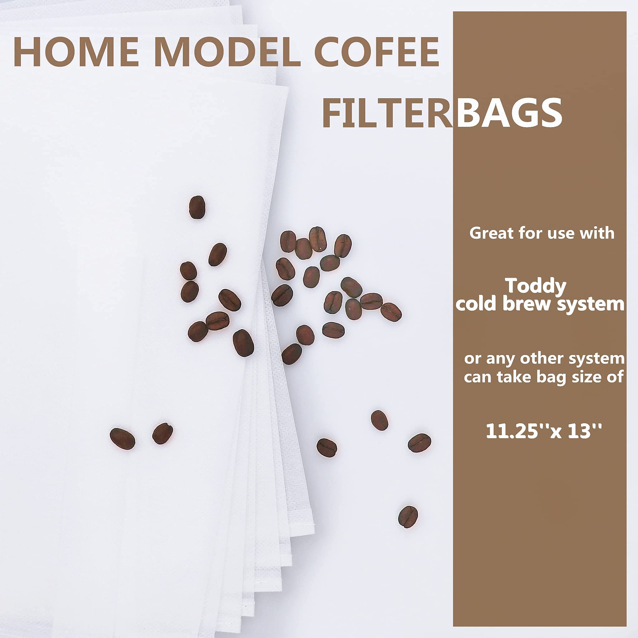 Premium Cold Brew Coffee Filter Bags - 100 Pack Disposable Brewing Bags for Home Cold Brew System (11.25