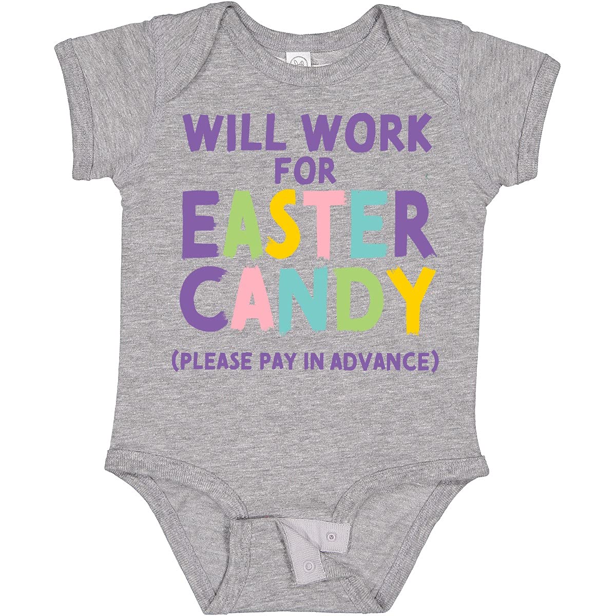 Inktastic 'Will Work for Easter Candy Please Pay in Advance' Baby Bodysuit - Cute Easter Outfit for Infants & Toddlers - Perfect for Easter Photos, Family Gatherings & Holiday Celebrations