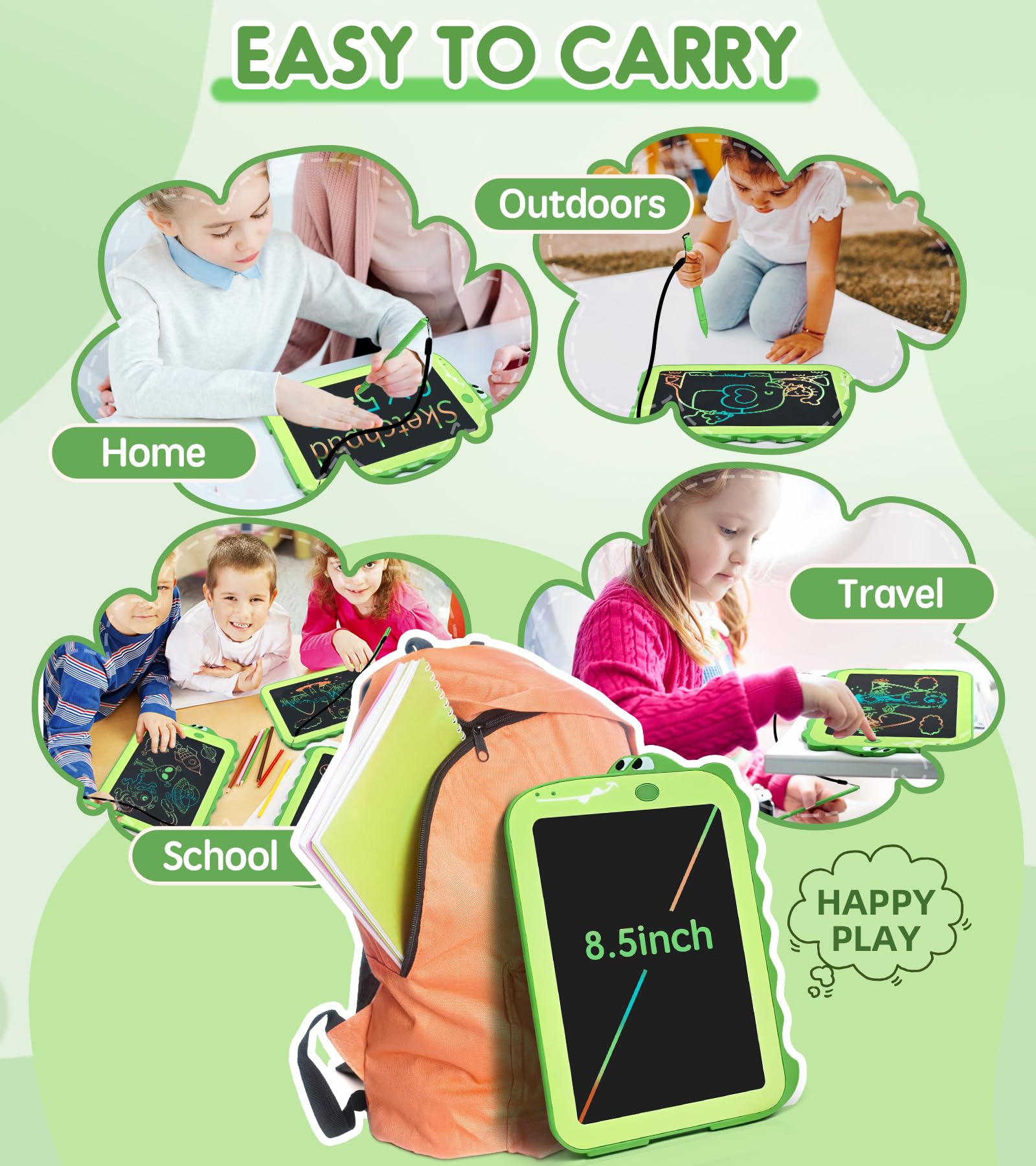 **LCD Writing Tablet for Kids - Dinosaur Drawing Board & Educational Learning Toy for Boys Girls Ages 2-8 | Toddler Travel Doodle Pad, Birthday Gift Idea for 3-7 Year Olds | Perfect for Home, School & Car Rides**
