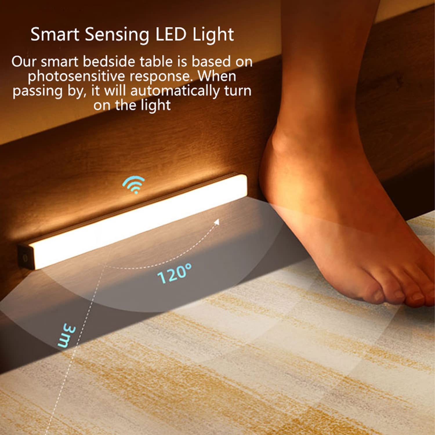 AVLUZ Smart Nightstand with Wireless Charging & Fingerprint Unlock - Modern High Gloss Bedside Table, Multifunctional Nightstand for Bedroom (Orange) - Perfect for Small Spaces, Apartment Living & Contemporary Home Decor