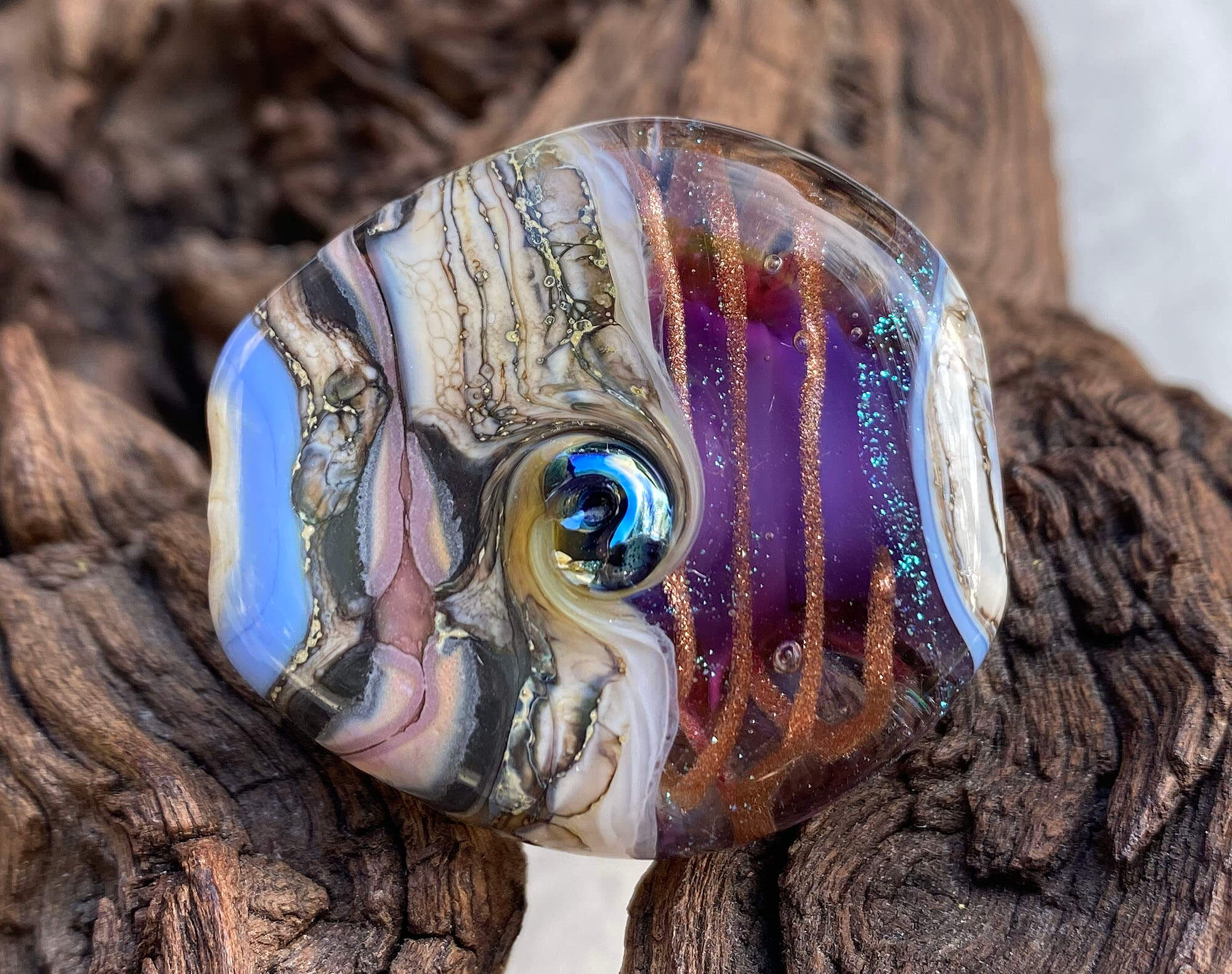 Handmade Purple Organic Lampwork Glass Focal Bead for Jewelry Making - Perfect for Necklaces, Bracelets & DIY Craft Projects