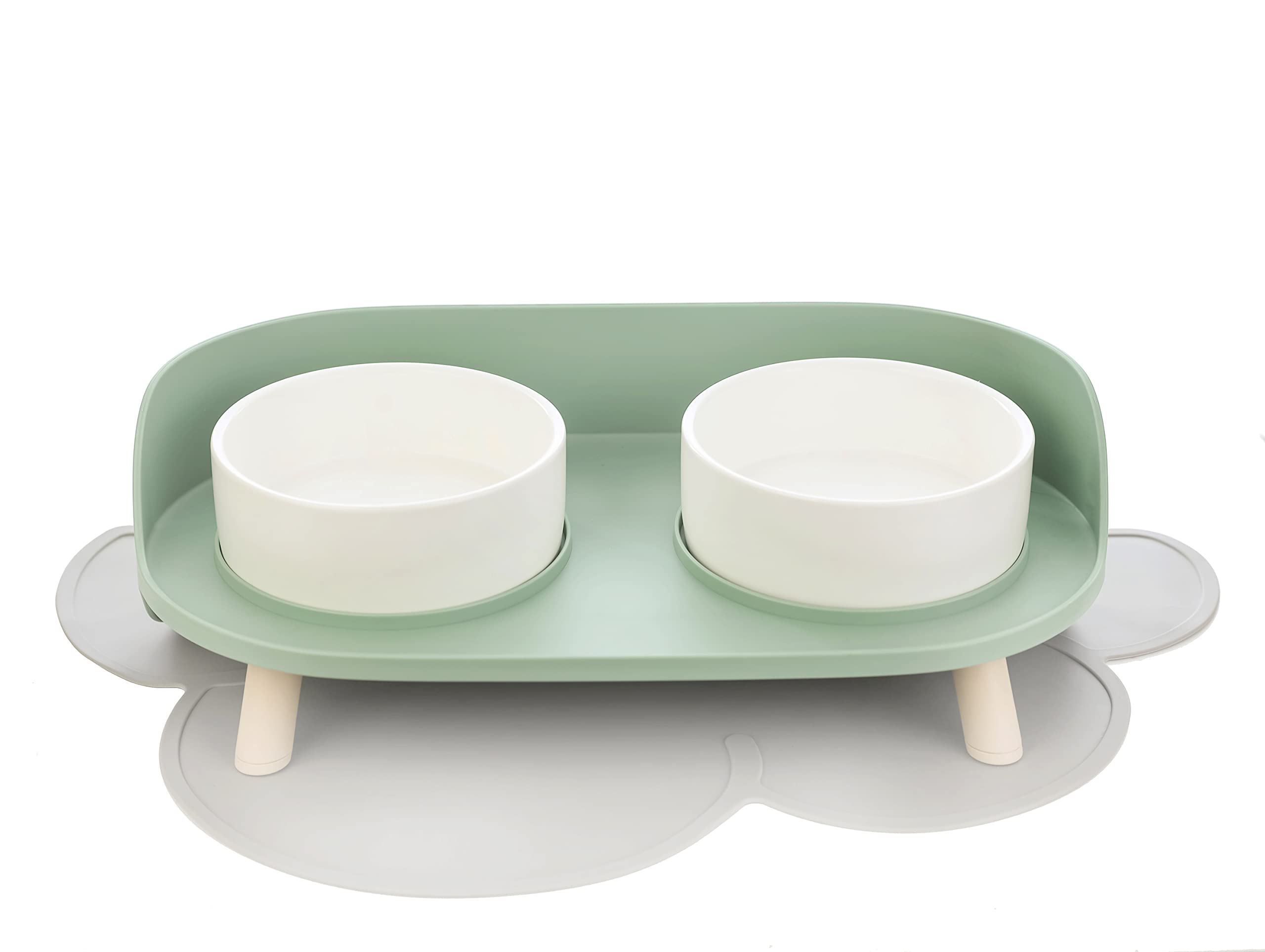 Premium Ceramic Cat & Dog Bowl Set - No-Spill Raised Feeder with Stand, Anti-Vomiting Design for Pets - Perfect for Small Dogs, Cats & Puppies - Ideal for Home, Kitchen & Pet Feeding Stations