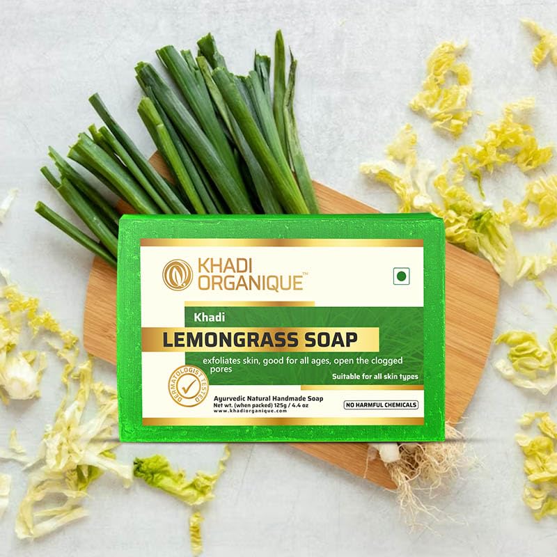 Organic Handmade Lemongrass Soap with Essential Oils - Pack of 3 | Natural, Vegan & Chemical-Free | Perfect for Sensitive Skin, Aromatherapy & Gift Giving