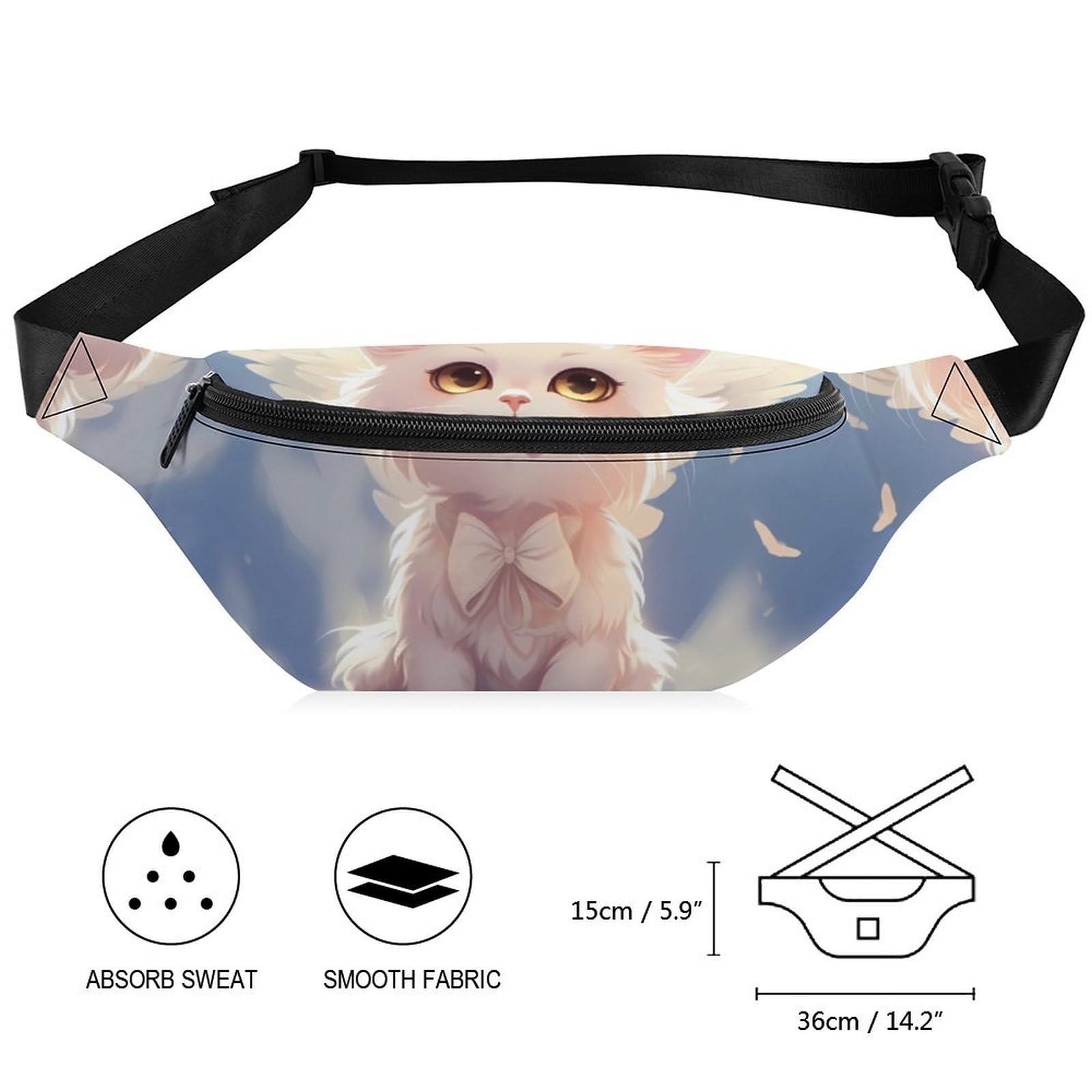 Adjustable Strap Cat Angel Waist Bag - Crossbody Belt Pouch for Women & Men - Perfect for Travel, Hiking, Running & Everyday Use