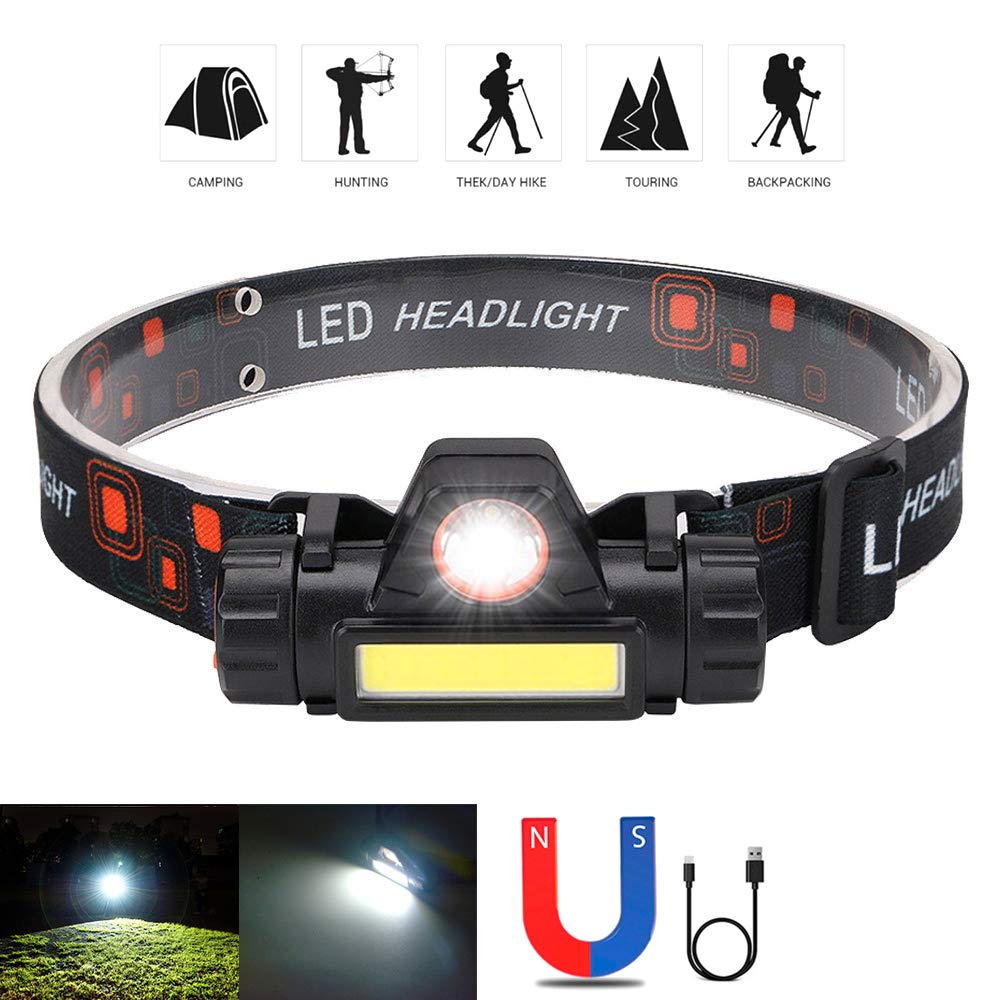 2 Pack Rechargeable LED Headlamp - 2000 Lumens Waterproof USB Headlight with Adjustable Modes for Night Walking, Construction, Camping, Fishing & Garage Work | Perfect for Outdoor Adventures, Emergency Lighting & Hands-Free Tasks