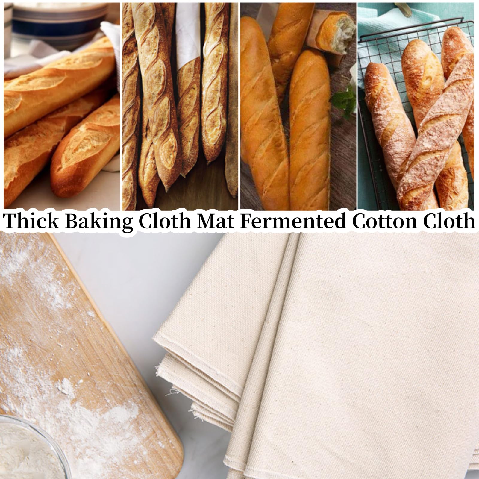 Premium Thick Baking Pastry Cloth Mat - 100% Fermented Cotton Dough Proofing Mat for Bread, Pizza & Pastry Making - Ideal for Home Bakers & Professional Kitchens