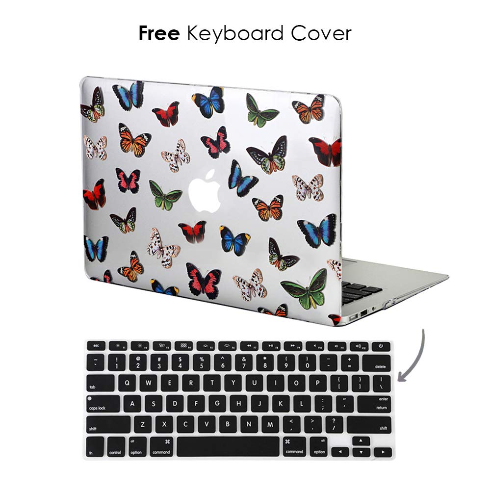 Velvet Caviar MacBook Air 13 inch Case (A1932) - Clear Protective Hard Shell Cover with Keyboard Protector | Cute Butterfly Design | Perfect for Work, School & Travel
