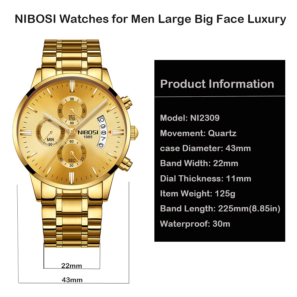 NIBOSI Luxury Men's Watch - Waterproof Chronograph for Sports & Gifts