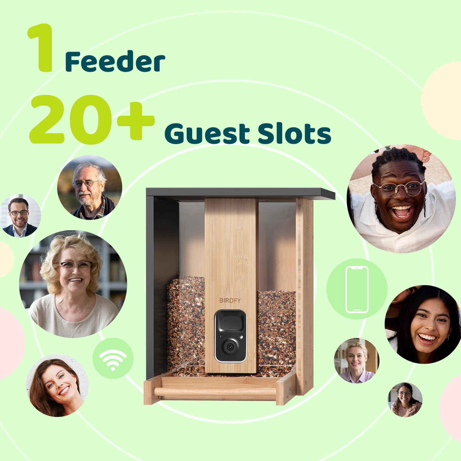 NETVUE by Birdfy AI Smart Bird Feeder with Camera - Solar Powered, 6000+ Bird Species Recognition & Motion Detection - Upgraded Bamboo Wood Design - Perfect for Bird Watching, Garden Monitoring & Nature Lovers - Great Gift Idea for Bird Enthusiasts