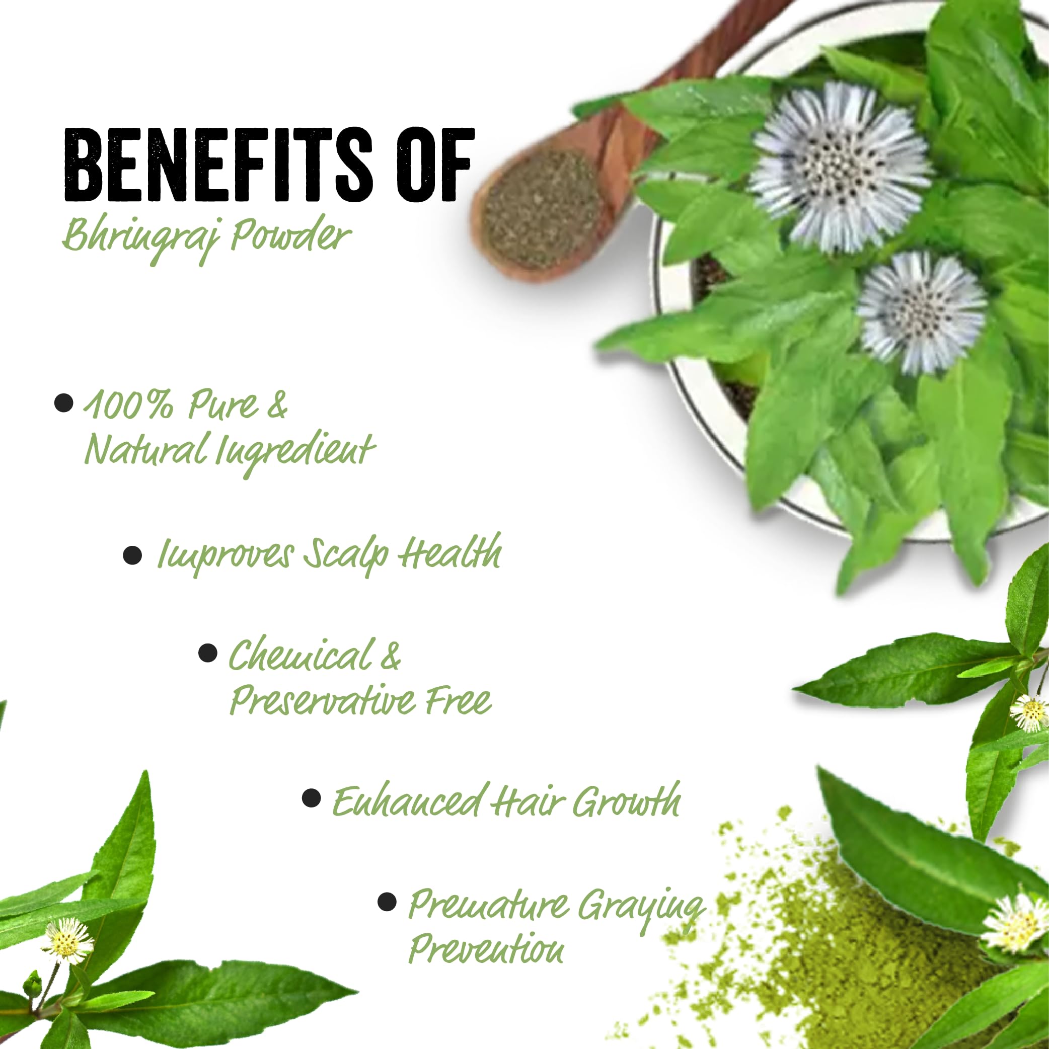 VEDMAYA Pure & Natural Bhringraj Powder (150g) for Hair Growth & Scalp Health | Chemical-Free, Preservative-Free | Hair Mask & Dietary Supplement | Deep Cleansing Natural Hair Treatment - Perfect for DIY Hair Care & Ayurvedic Wellness Routines