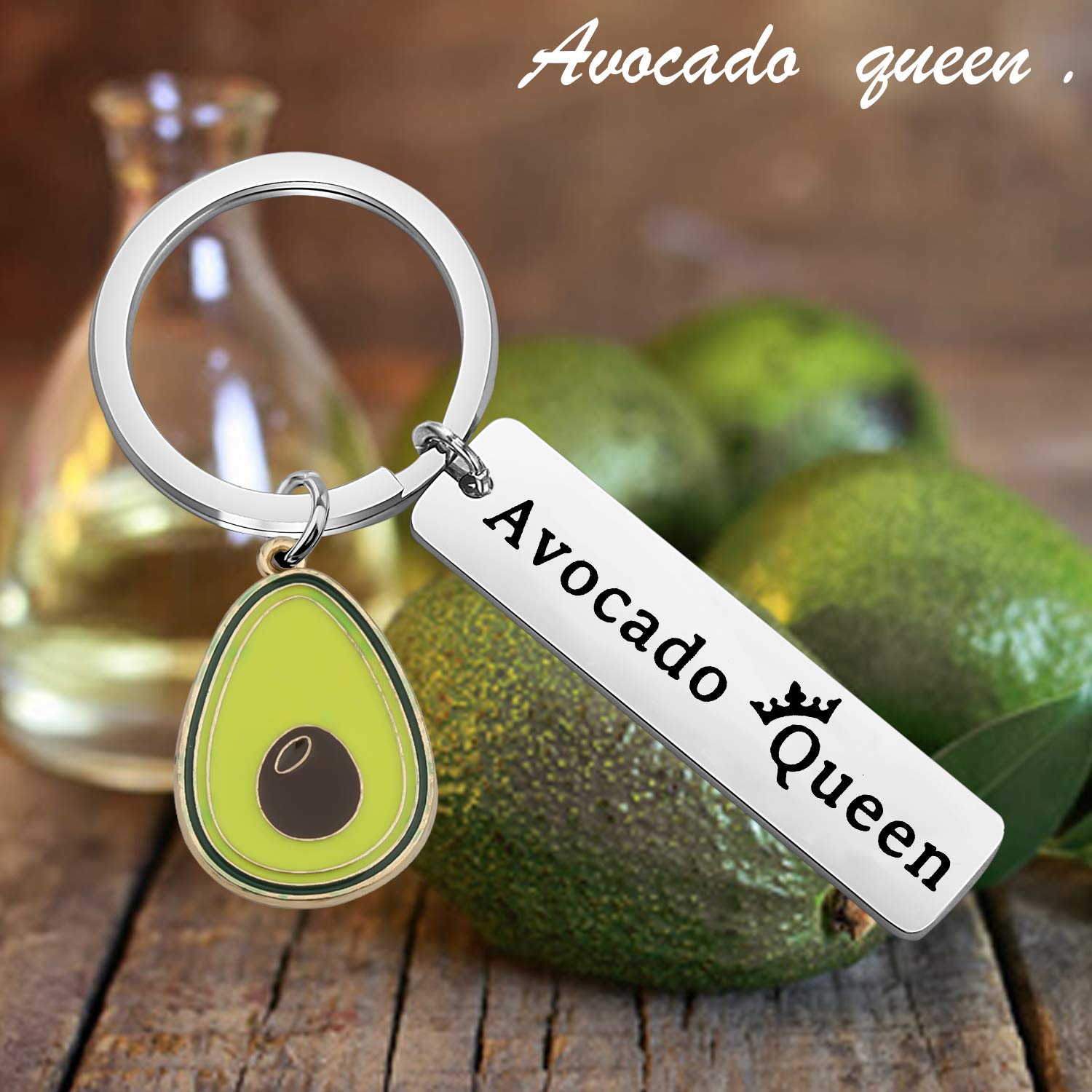 Vegan Avocado Keychain Jewelry - Cute Avocado Queen Gift for Avocado Lovers, Vegetarian Friendship Keyring - Perfect for Keychains Collection, Vegan Gifts & Friendship Tokens