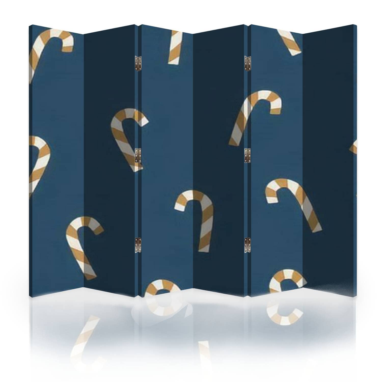 6-Panel Canvas Room Divider Screen - Christmas Candy Cane Print Folding Privacy Partition for Bedroom, Office & Living Room | Space Separator & Home Decor