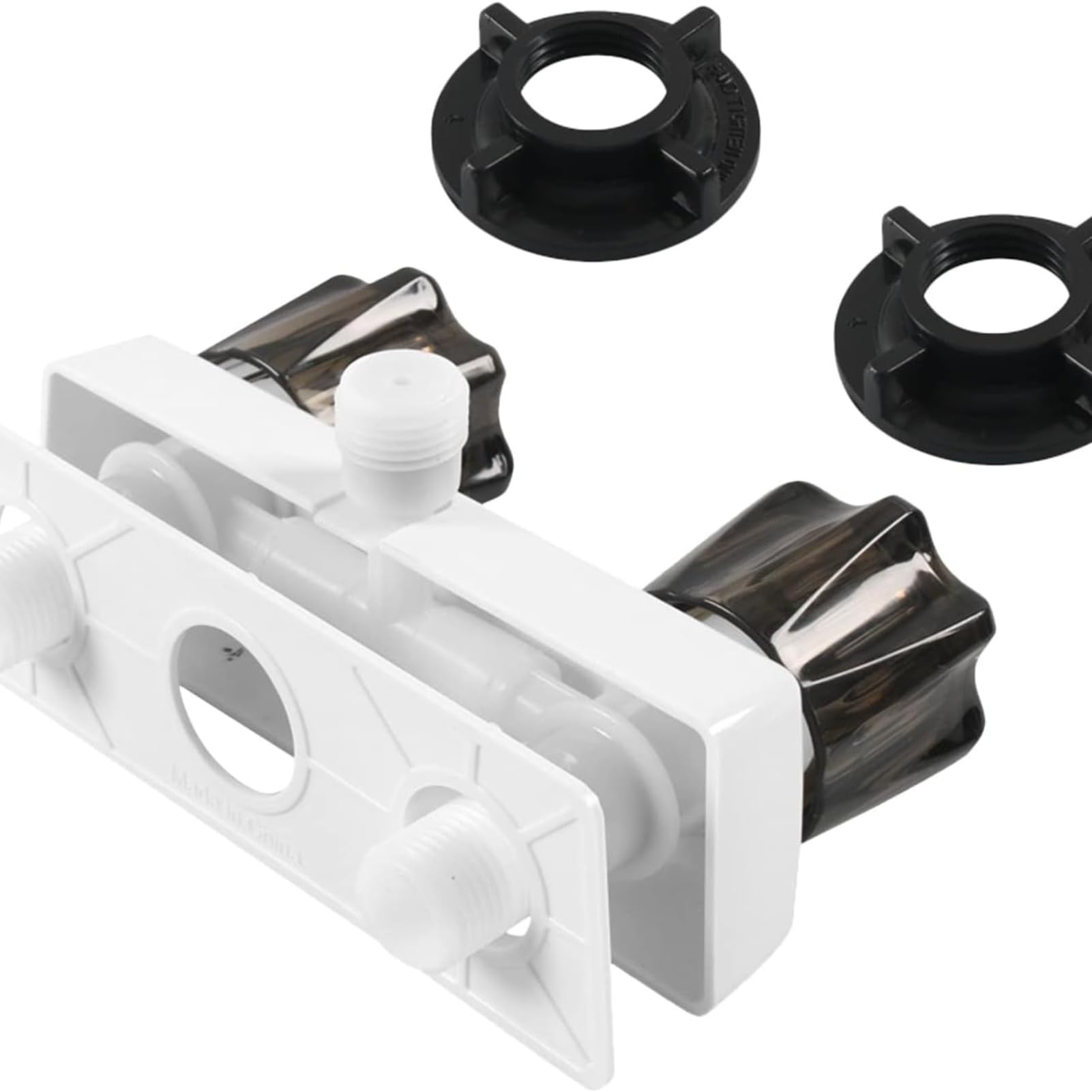 RV Shower Faucet Two Handle Replacement Set - Crystal Acrylic RV Shower Valve for Camper Van, Travel Trailer, Motorhome & Boat - White/Black (White) - Perfect for RV Bathroom Upgrades & Marine Applications