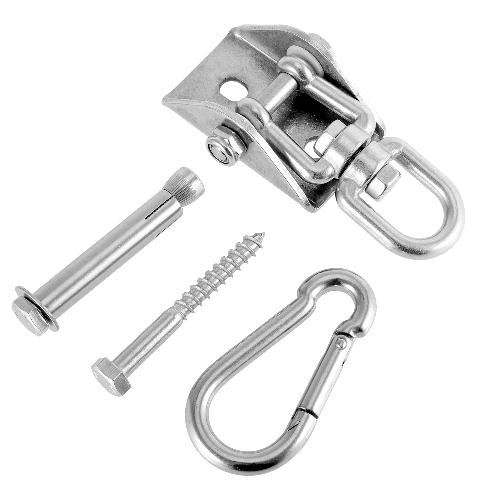 Heavy Duty Swing Hangers Set 4 Pack - 1000 lbs Capacity 360° Rotating Stainless Steel Swivel Hangers for Concrete & Wooden Swing Sets - Perfect for Hammock, Yoga, Playground, Porch & Backyard Outdoor Activities