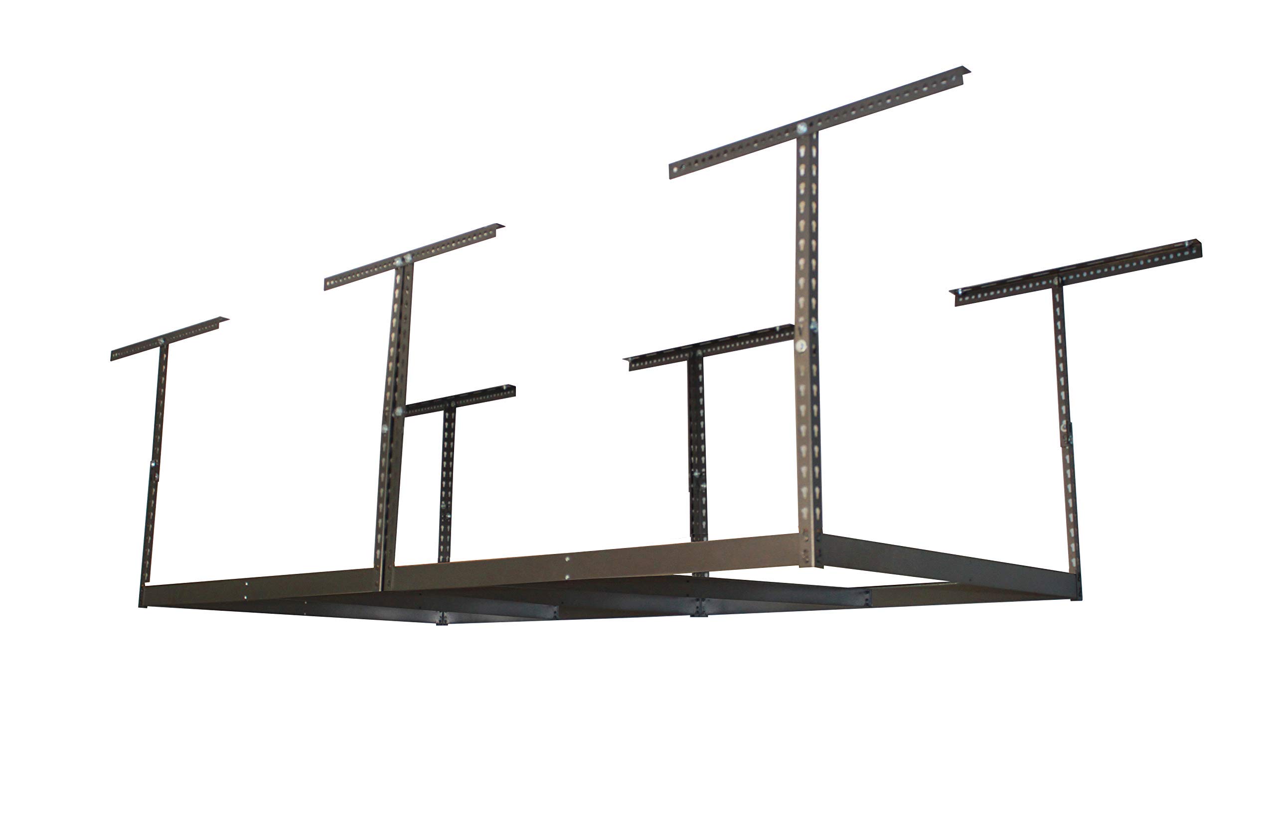 MonsterRax 4x8 Overhead Storage Rack Frame Kit - Heavy Duty Garage Ceiling Shelving System, Hanging Storage Shelves for Garage Organization (Hammertone, 24