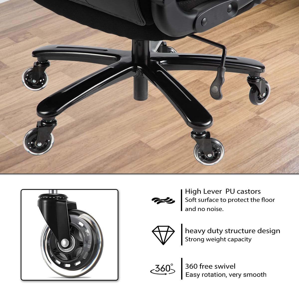 500lbs Heavy Duty Big and Tall Office Chair - Wide Spring Seat Executive Desk Chair with 360 Swivel & Heavy Duty Casters - Large Size Computer Chair for Home Office (Black) - Perfect for Plus-Size Professionals and Long Work Sessions