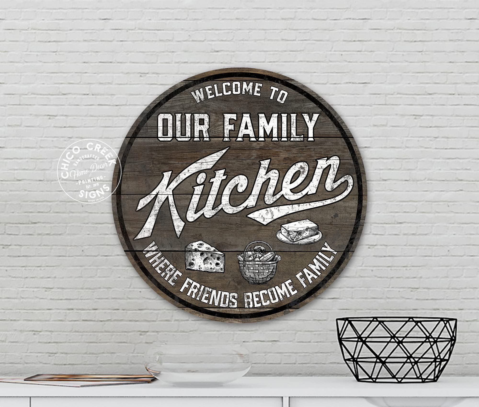 Welcome to Our Family Kitchen Sign - Rustic Farmhouse Decor, 12