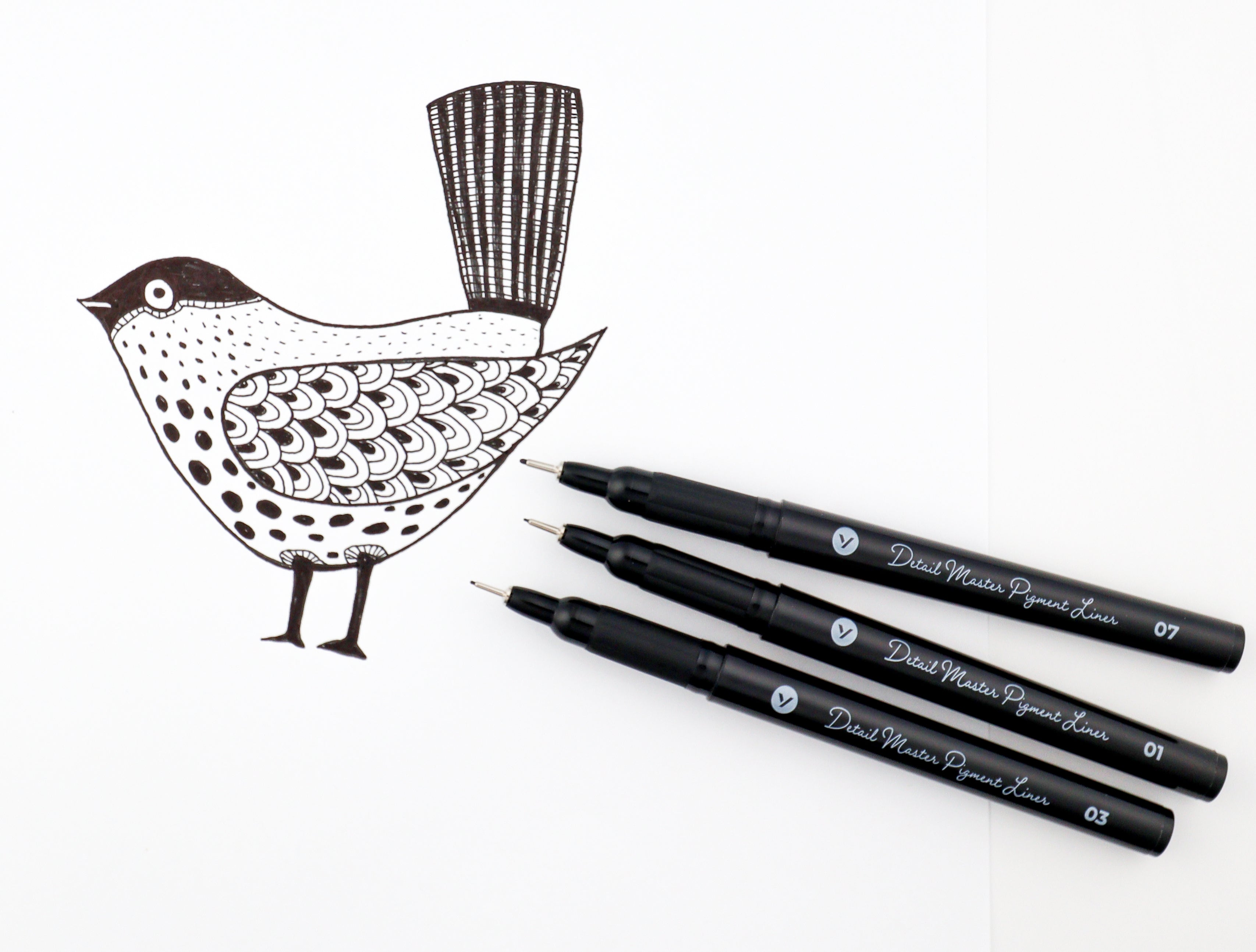 Detail Master Pigment Liner Pens Set - Professional Fine Tip Drawing & Calligraphy Markers for Artists, Sketching, Manga, Illustration - Perfect for Bullet Journaling, Hand Lettering, and Art Projects
