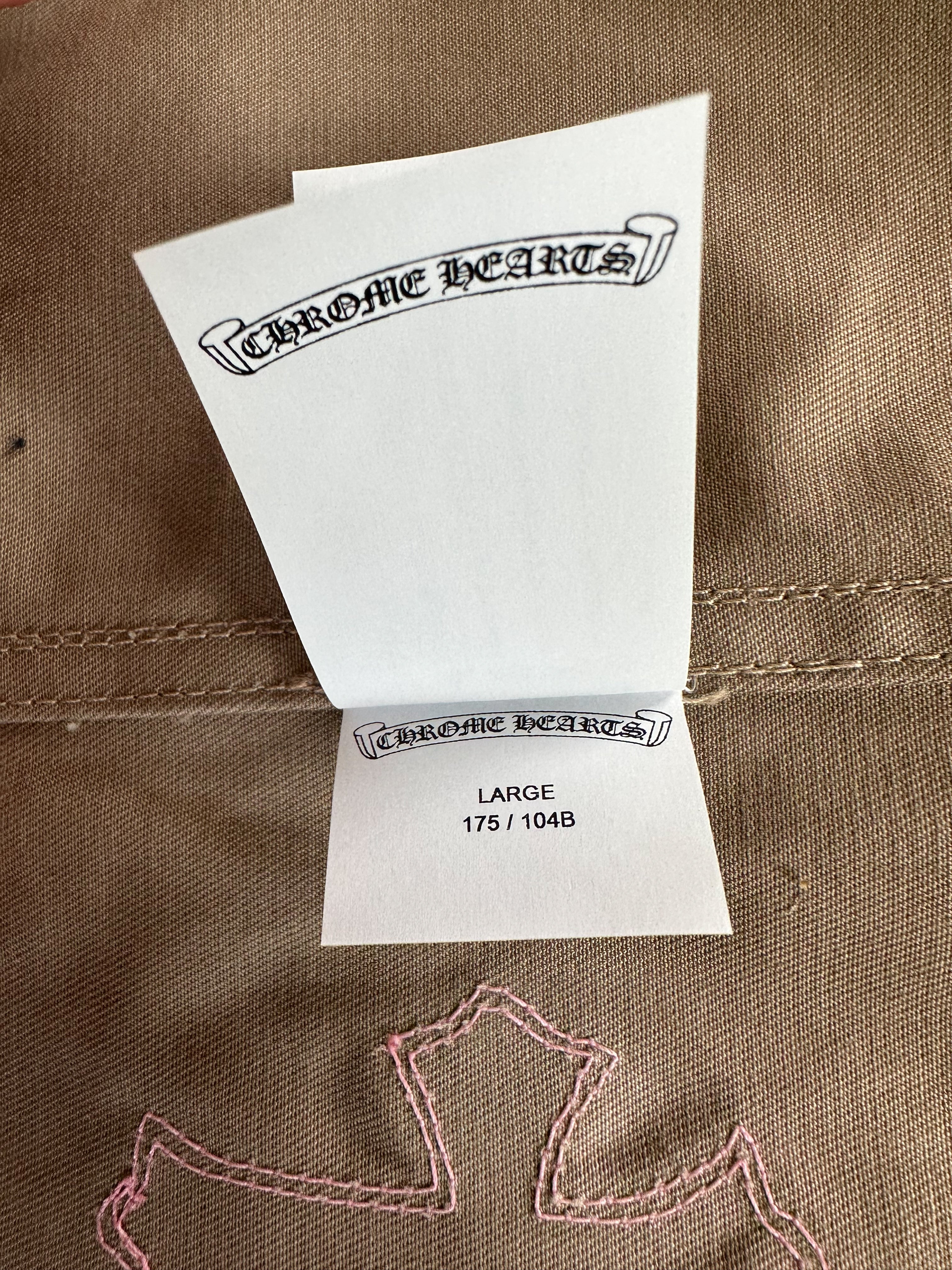 Chrome Hearts Tan Pink & Checkered Cross Patchwork Dog Jacket - Stylish Punk Pet Apparel for Small to Medium Dogs - Perfect for Outdoor Adventures & Fashionable Streetwear