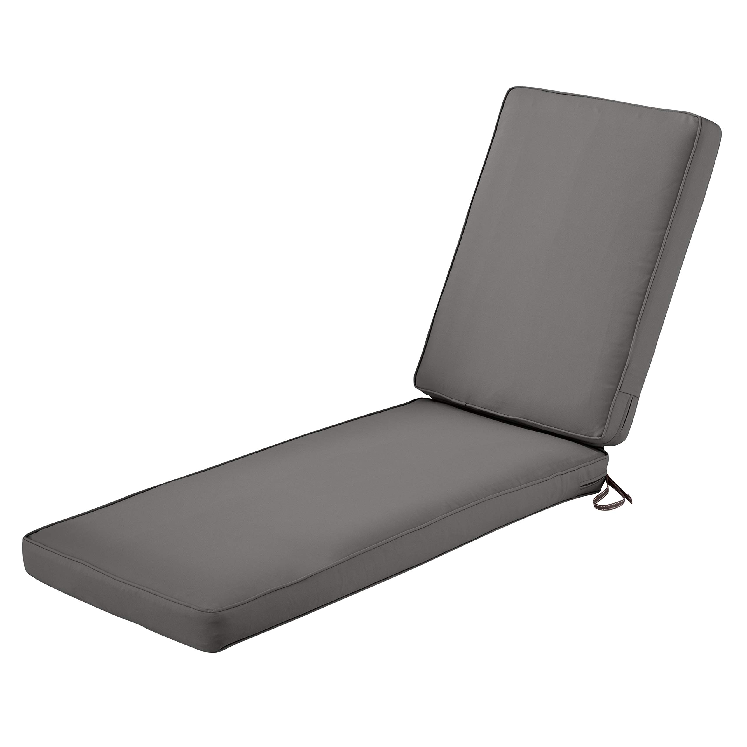 Classic Accessories Montlake Outdoor Chaise Lounge Cushion 74x23 - FadeSafe, Water-Repellent, Light Charcoal - Perfect for Patio, Poolside, and Garden Relaxation