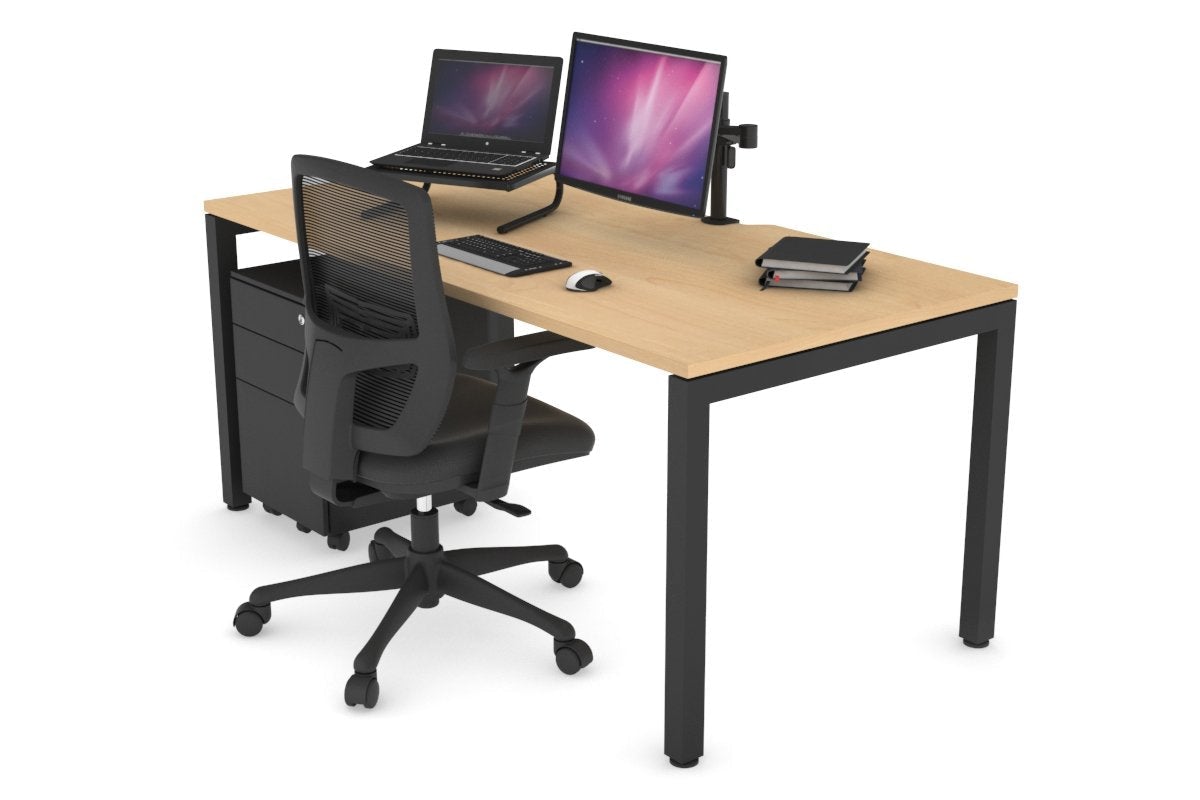 Quadro Square Legs Office Desk - 1800L x 800W Modern Workstation with Cable Management | Home Office, Study Room & Workspace Solution