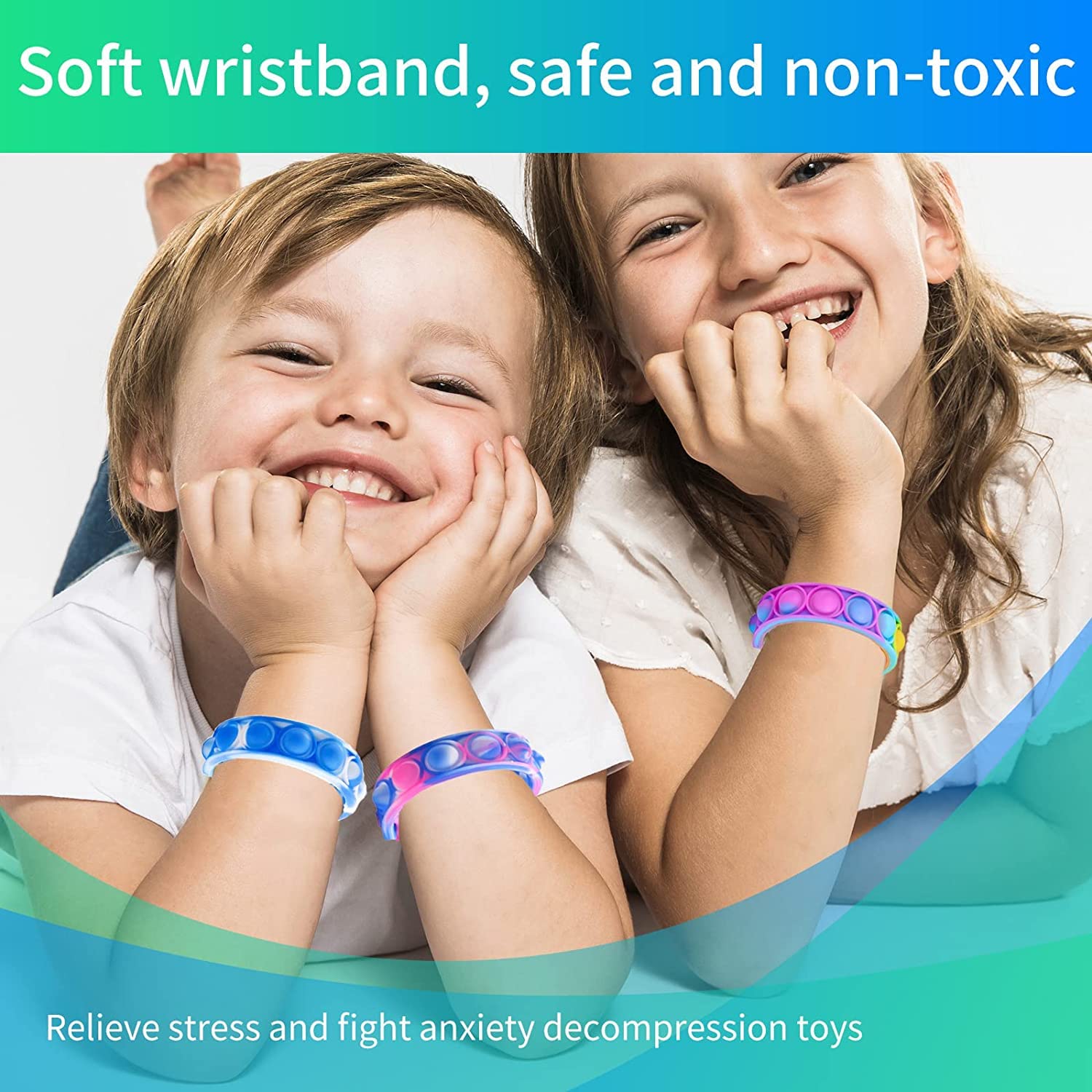 100Pcs Pop Bracelet Fidget Toys Pack - Fun Party Favors for Kids, Boys & Girls - Perfect for Easter, Christmas Gifts & Classroom Prizes - Stress Relief & Sensory Toys for School, Travel & Home Play