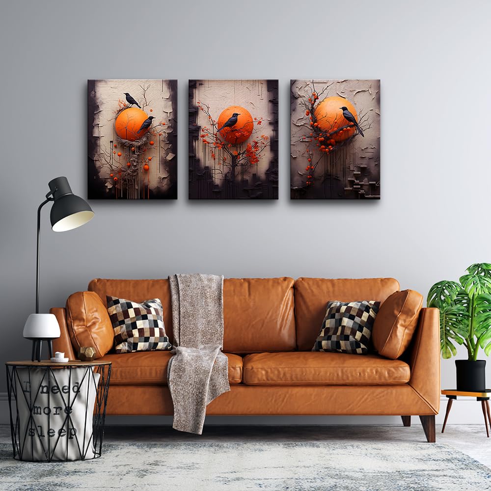 Modern Abstract Bird Canvas Wall Art Set - 3 Piece 12x16 Inch Framed Paintings for Living Room, Bedroom & Office Decor - Inspirational Home Wall Decor & Gift Idea