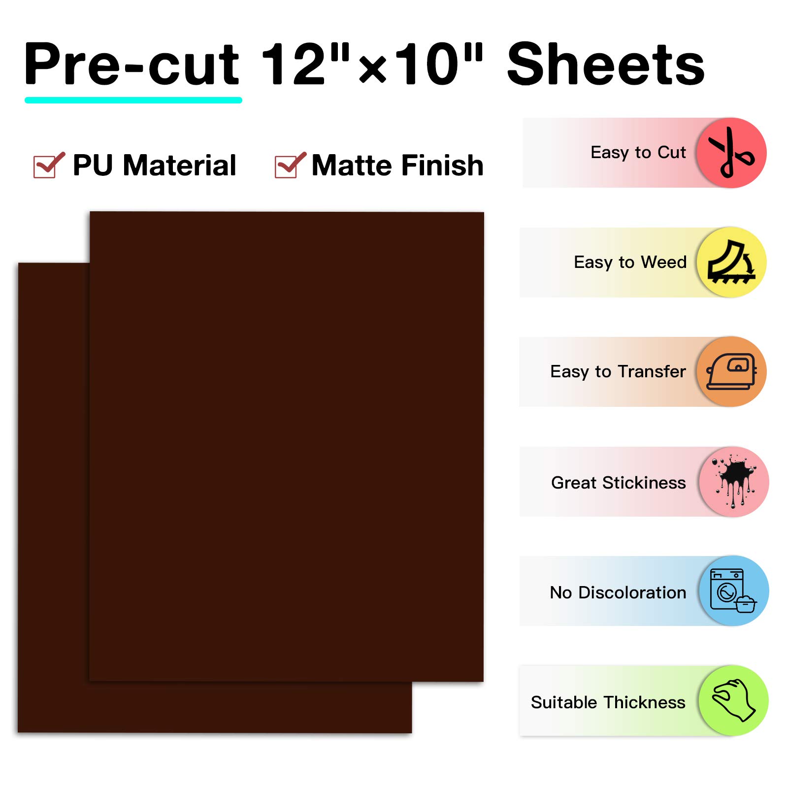 13 Pack Brown HTV Heat Transfer Vinyl Bundle - 12