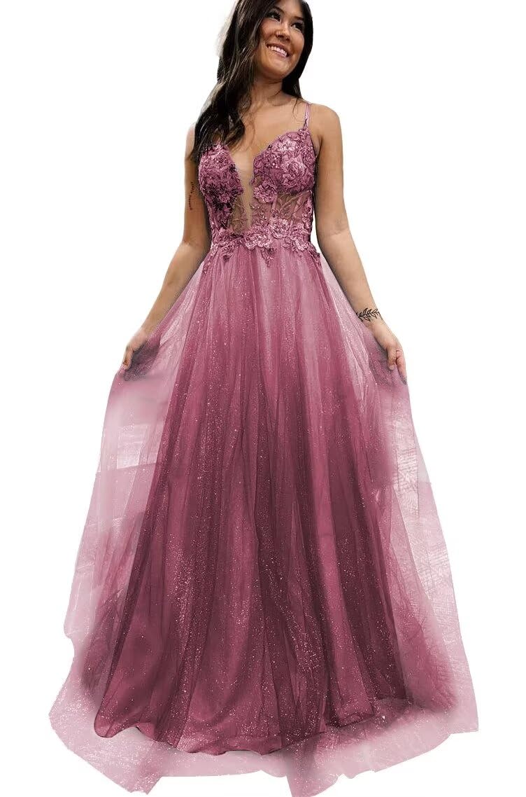 Elegant A-Line Prom Dresses for Women - Long Tulle Formal Evening Gown with Flowy Skirt | Perfect for Homecoming, Prom Night, Wedding & Special Occasions