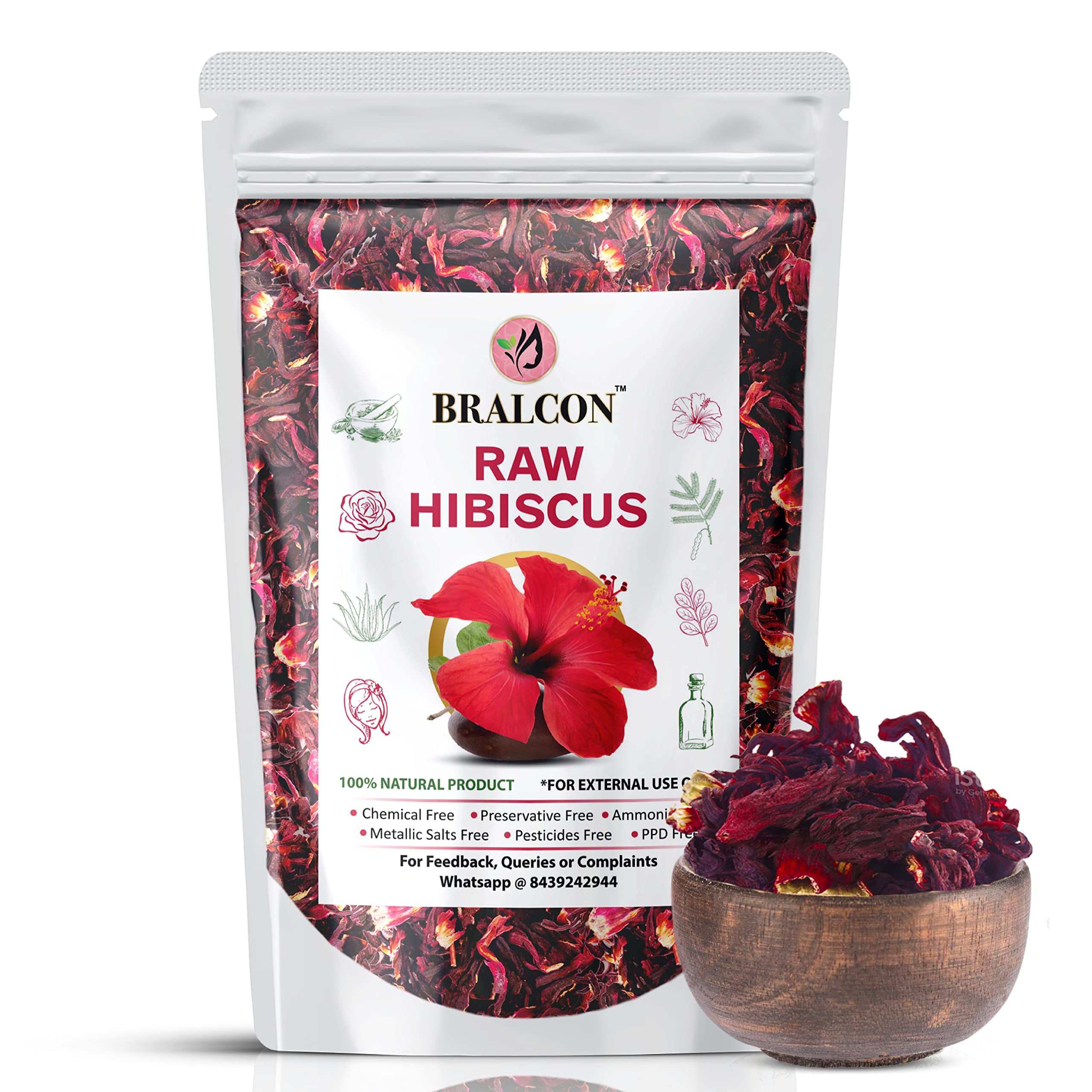 Organic Raw Hibiscus Flowers 100g - Dry Hibiscus (Rosa-Sinensis) for Hair Growth & Skin Care | Natural Gudhal Ka Phool | Pure, Unprocessed | Perfect for DIY Hair Masks, Face Packs & Herbal Teas