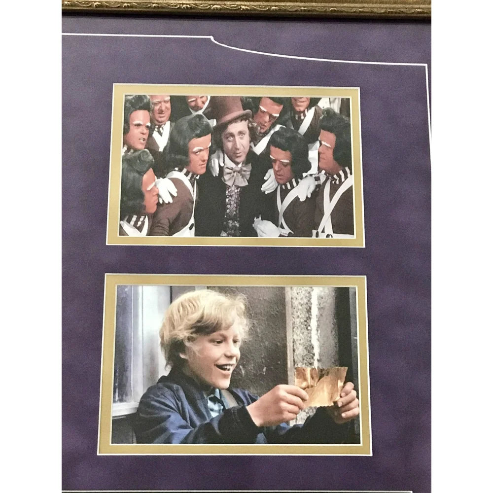 Gene Wilder Willy Wonka Kids Signed Golden Ticket 8x10 Framed Collage with PSA COA - Perfect for Movie Memorabilia Collectors and Charlie and the Chocolate Factory Fans
