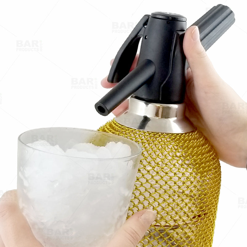 BarConic® Premium 1 Liter Glass Soda Siphon with Stainless Steel Mesh - Perfect for Carbonating Water, Cocktails & Homemade Sparkling Drinks at Home or Bar Use