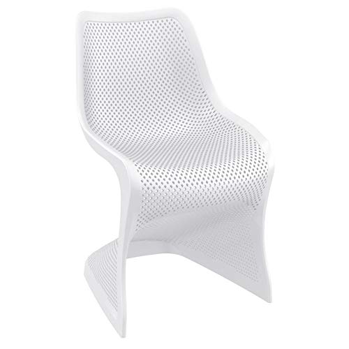 Pemberly Row Modern White Patio Dining Chair - Outdoor Furniture for Garden, Deck, and Poolside Relaxation