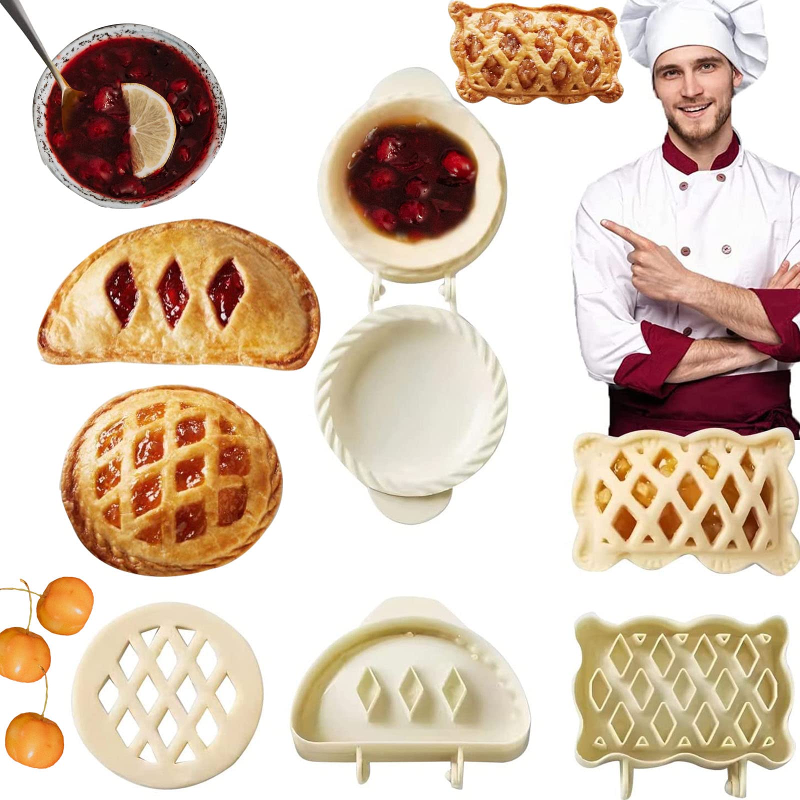 3Pcs Mini Pie Molds Set - Dough Presser for Baking Pocket Pies, Hand Pies, Dumplings & Cookies | Perfect for Autumn Cottage Pies, Party Potlucks & Holiday Baking