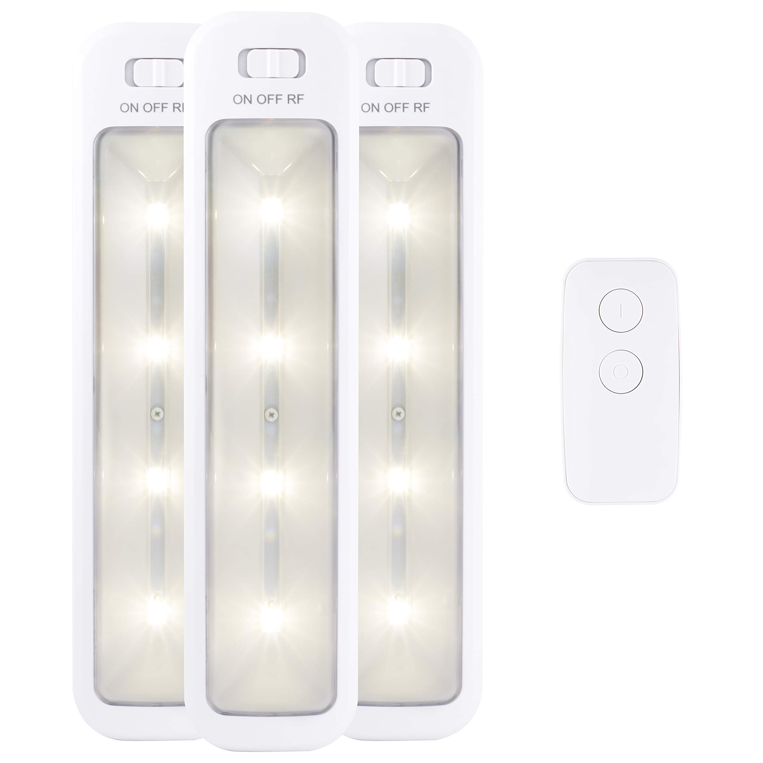 GE Under Cabinet LED Light - 3 Pack, 10 Inch Wireless Battery Operated Tap Light with Remote Control, 70 Lumens for Kitchen, Closet, Pantry & Night Light Use - Perfect for Under Counter Lighting, Wardrobe Illumination & Dark Spaces (Model 38558)