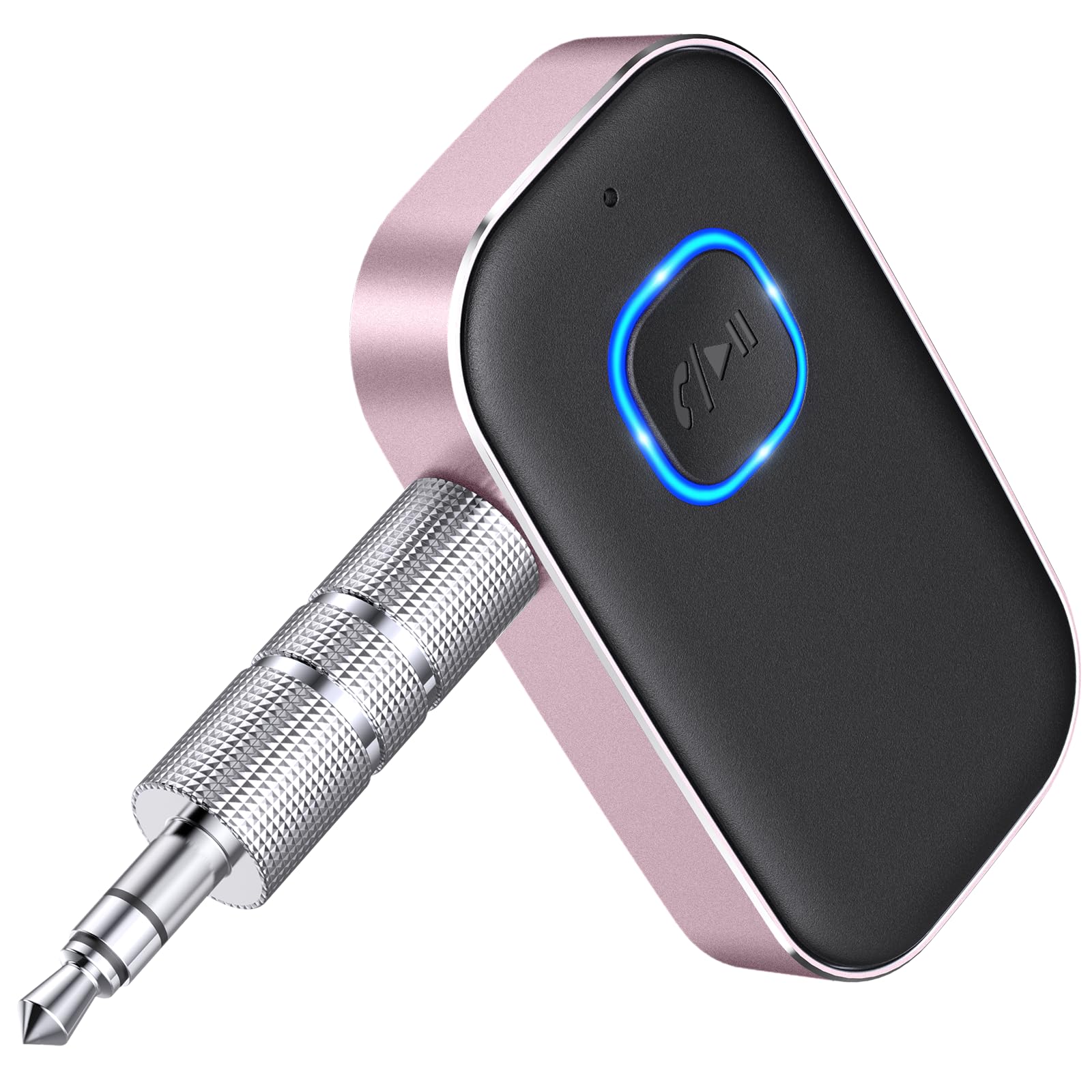 COMSOON Bluetooth AUX Adapter for Car - Wireless Audio Receiver with Noise Reduction, 16H Battery & Dual Connect (Black/Pink) | Hands-Free Calling & Home Stereo Music Streaming for Commuting & Home Entertainment