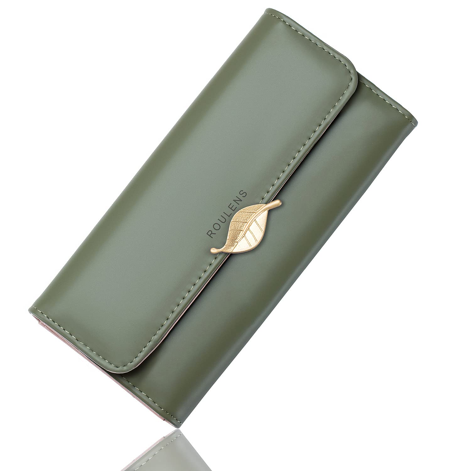 RFID Blocking Women's Wallet - PU Leather Leaf Pendant Card Holder with Zipper Coin Purse | Phone & Checkbook Organizer | Perfect for Everyday Use, Travel & Gift Giving