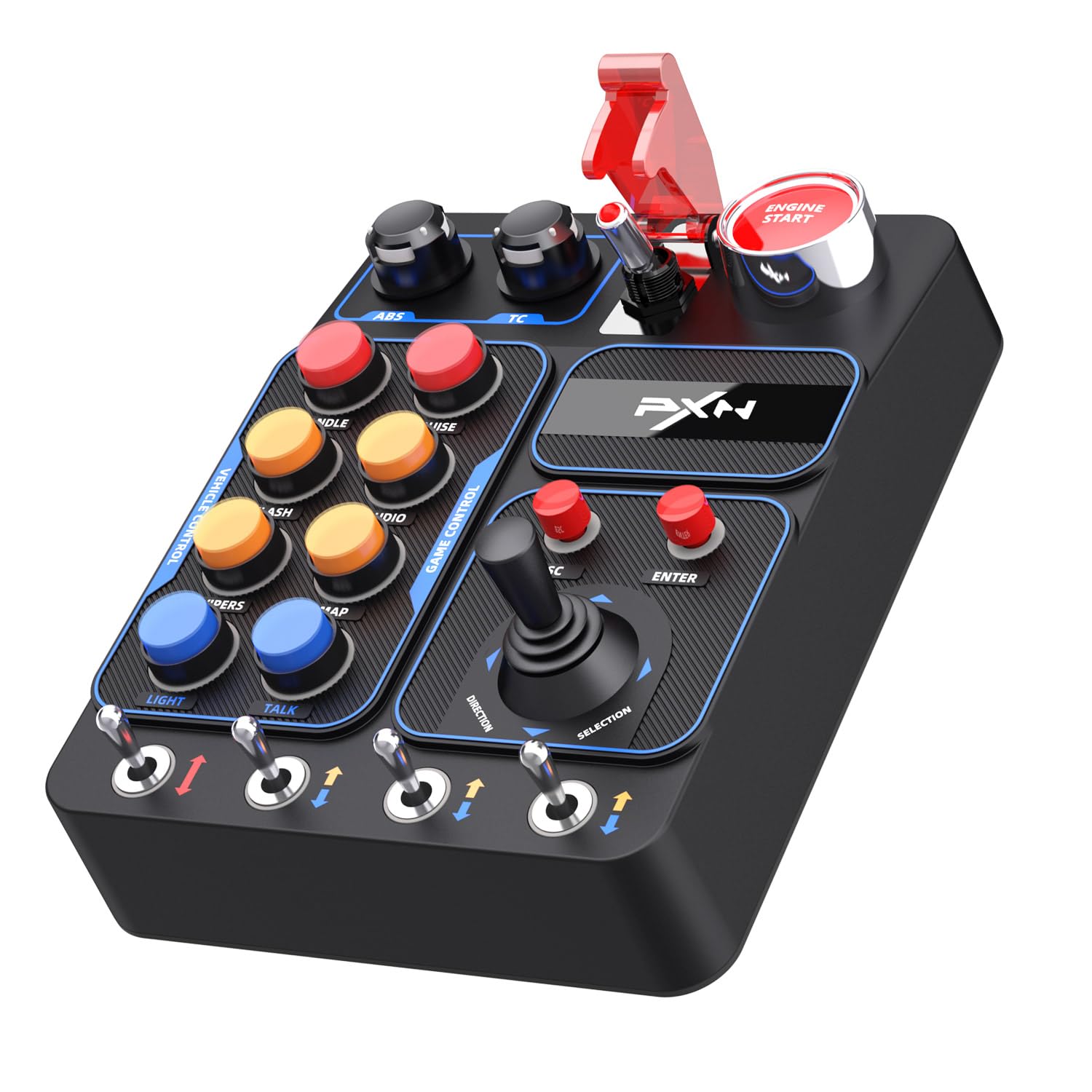 PXN Farm Simulation Controller - CB1 Sim Racing Button Box for PC, Compatible with Logitech & Thrustmaster Wheels, Adjustable Clamp & Spinner Knob, APP Control - Perfect for American Truck Simulator & Farming Simulator Gaming (PC Only) - Enhance Your Racing Experience with Realistic Controls