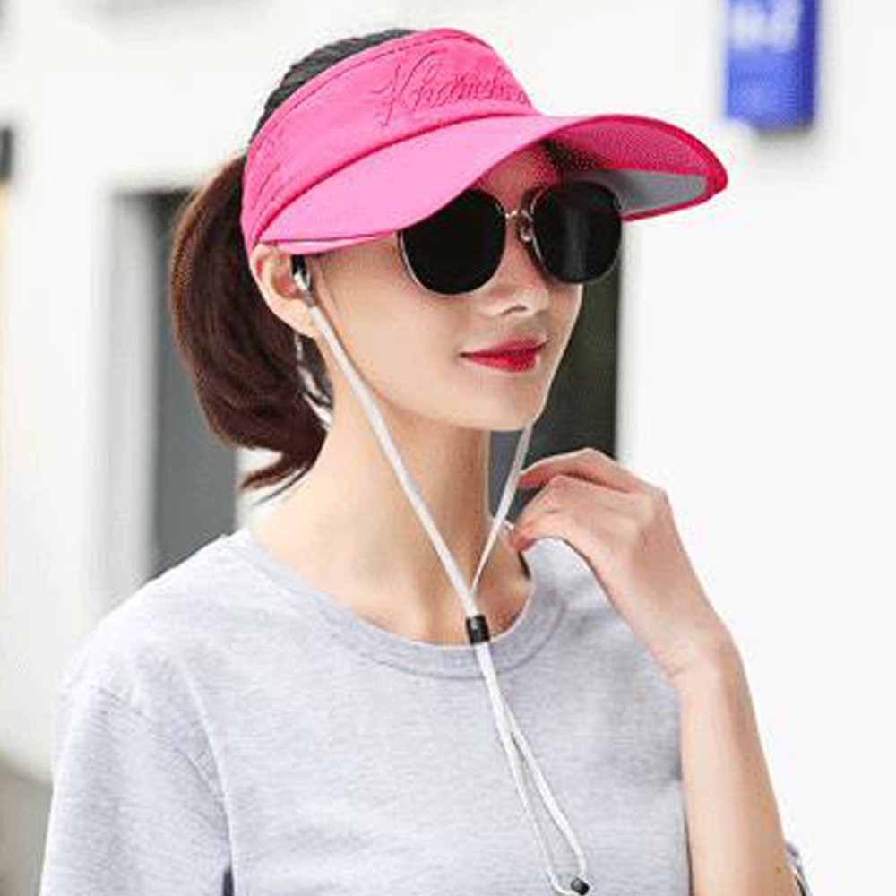 YEKEYI Retractable Visor Sun Hat - Wide Brim UV Protection Summer Hat for Beach, Fishing & Baseball - Adjustable Plastic Sun Visor for Outdoor Activities
