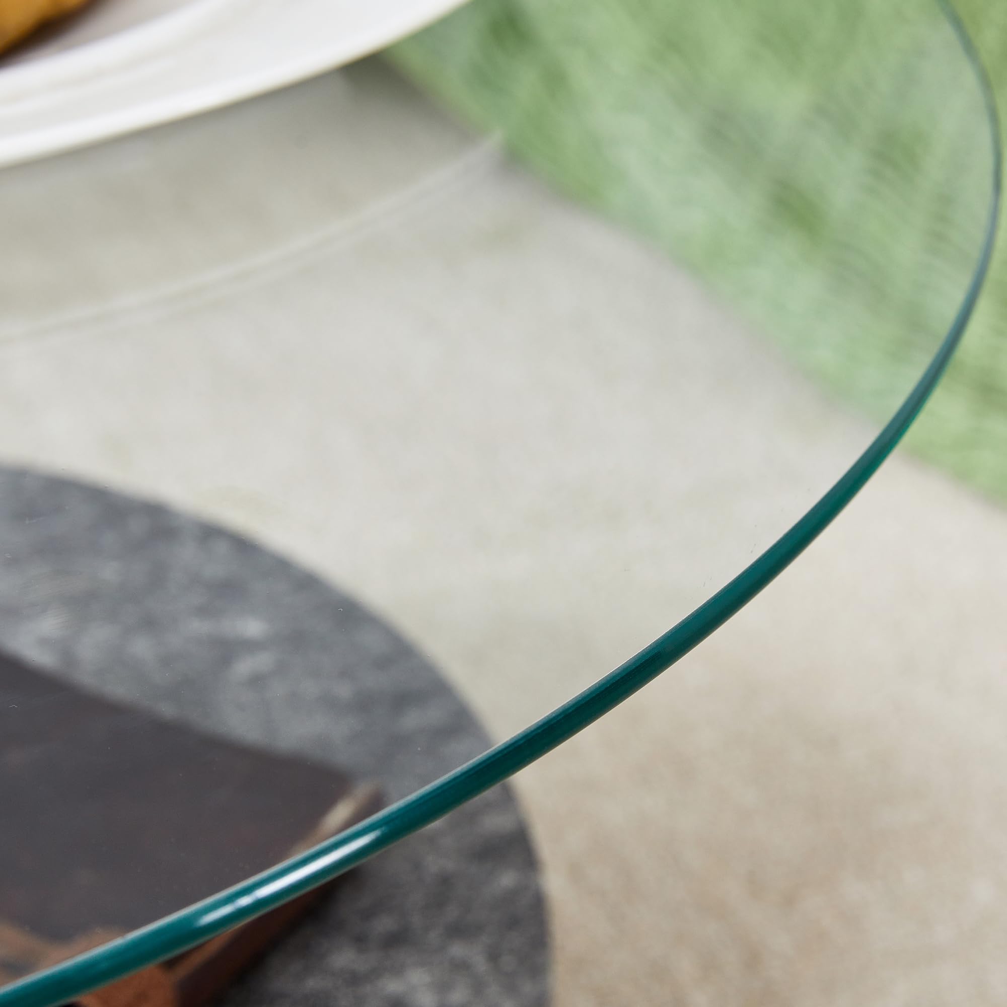 Modern 3-Tier Round Glass Coffee Table - 35.4 Inch Grey Circle Living Room Table for Small Spaces | Home Office & Lounge Centerpiece