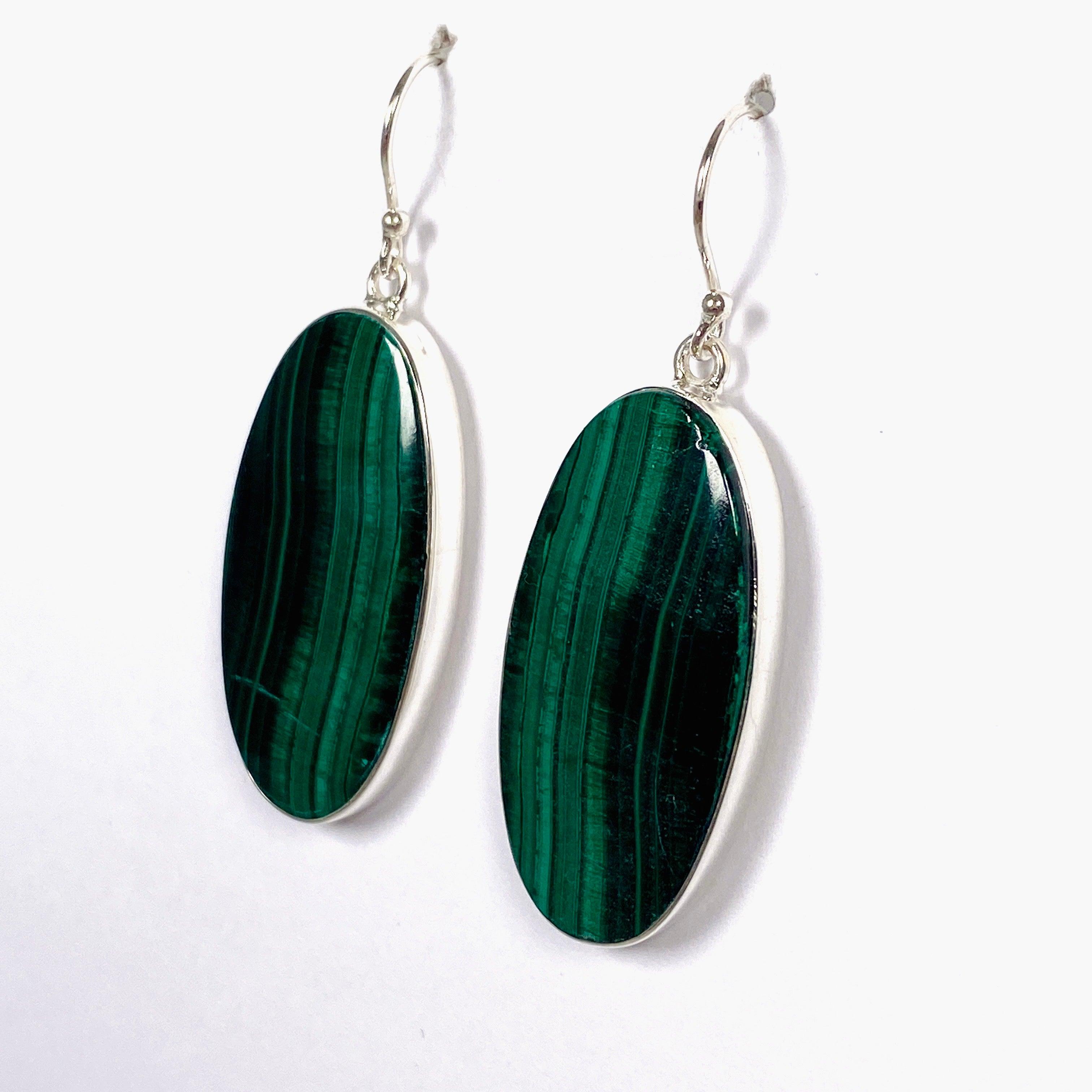 Natural Malachite Oval Earrings KEGJ1340 - Handmade Gemstone Jewelry for Women, Elegant Gift for Her - Perfect for Parties, Weddings & Special Occasions