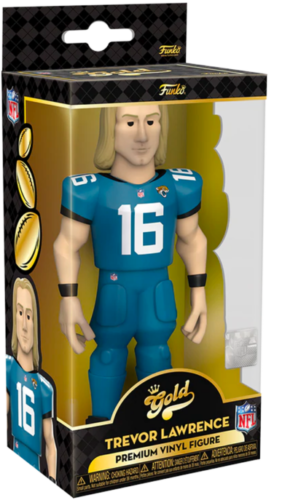 Trevor Lawrence Gold Funko Pop NFL Jacksonville Jaguars Home Uniform - Collectible Football Figure for Fans, Gifts, and Sports Memorabilia Display