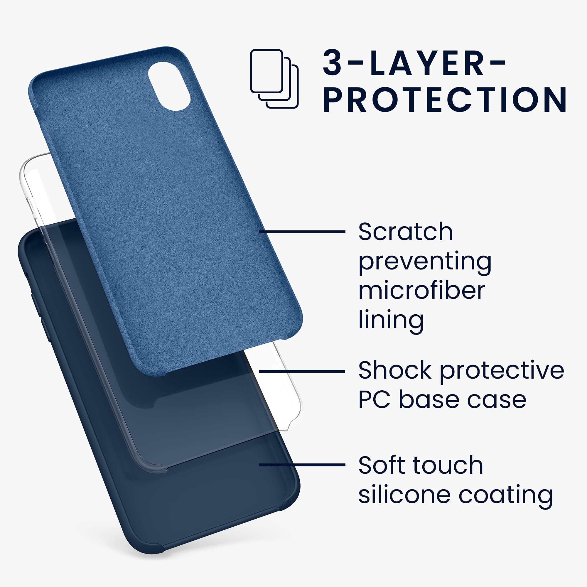 kwmobile Premium TPU Silicone Case for Apple iPhone XR - Shockproof Soft Protective Phone Cover in Navy Blue - Perfect for Everyday Use, Work & Travel