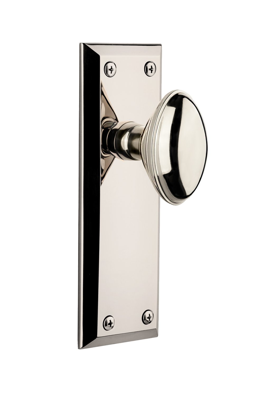 Grandeur Fifth Avenue Cabinet Plate with Eden Prairie Knob - Double Dummy Backplate in Polished Nickel Finish for Kitchen & Bathroom Hardware Upgrade